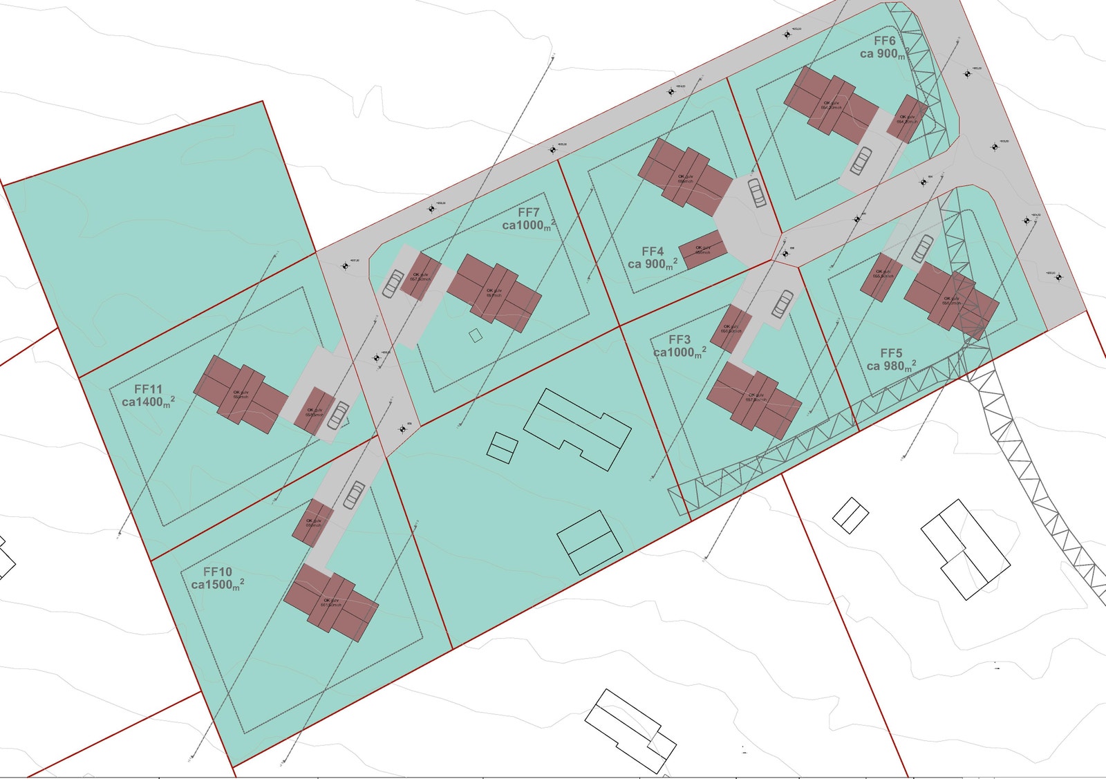 Situasjonsplan med eksempel plassering av bygninger Galleribilde