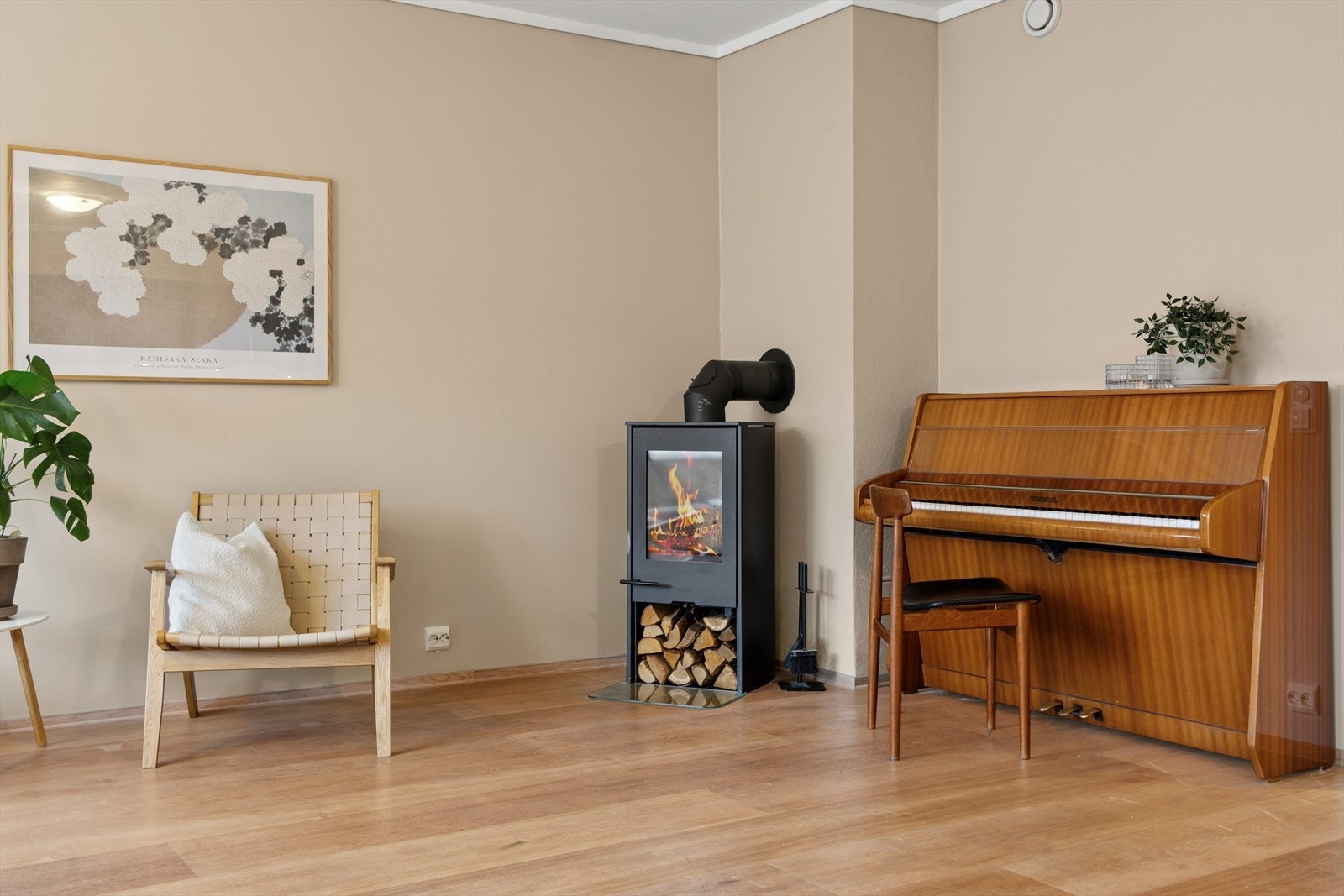 Peisovnen gir godt med varme i leiligheten på kjølige kvelder. Galleribilde