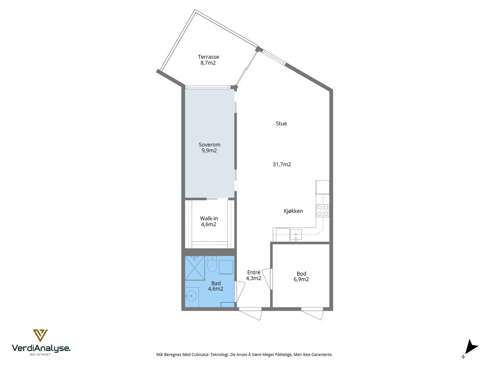 Leiligheten er på 63 kvm og har en praktisk og god planløsning. Galleribilde