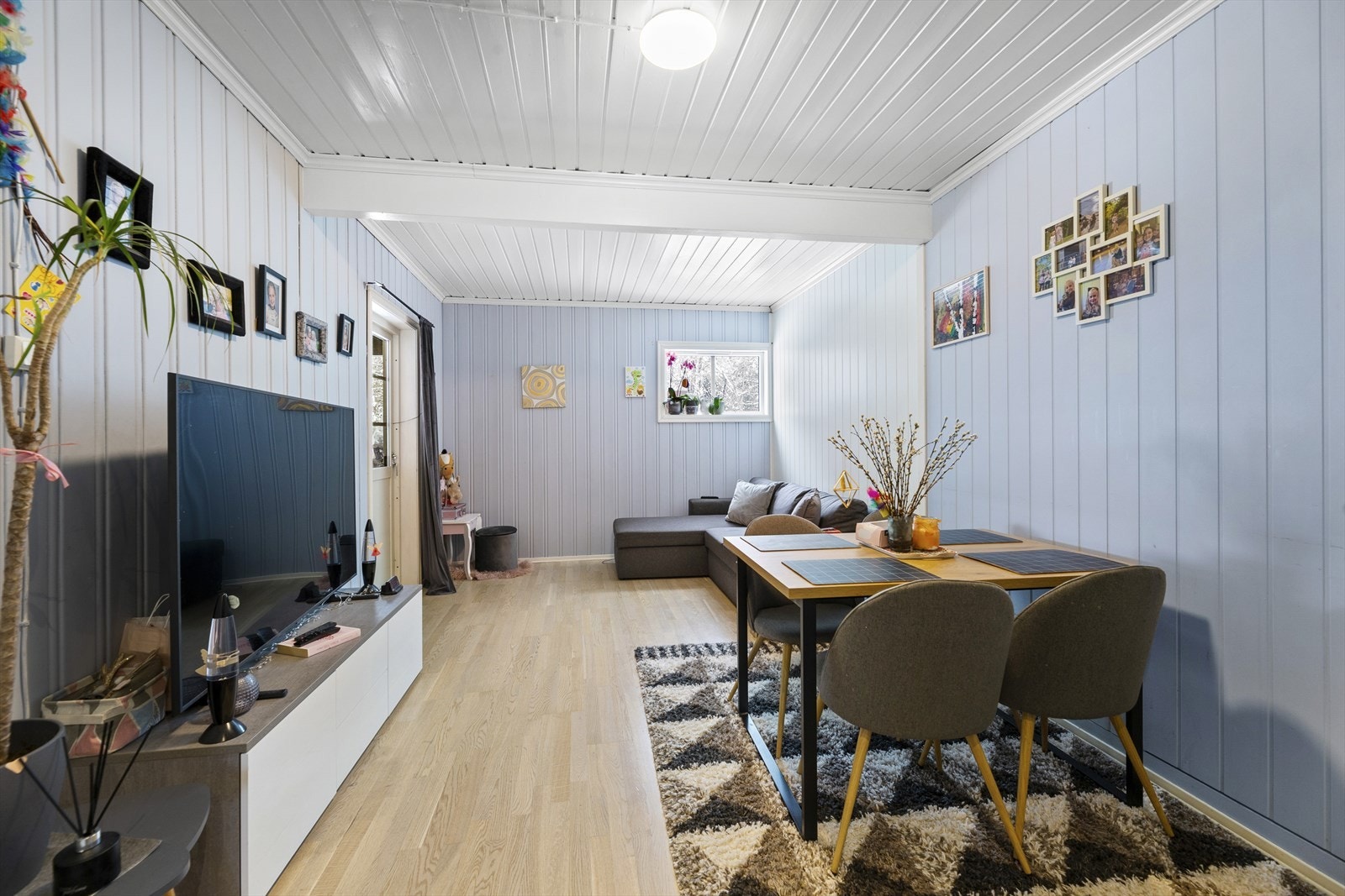 Hybelen har åpen stue og kjøkkenløsning. Galleribilde