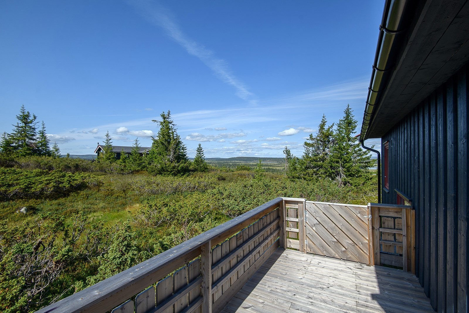 Lun og fin terrasse på baksiden av hytta. Galleribilde