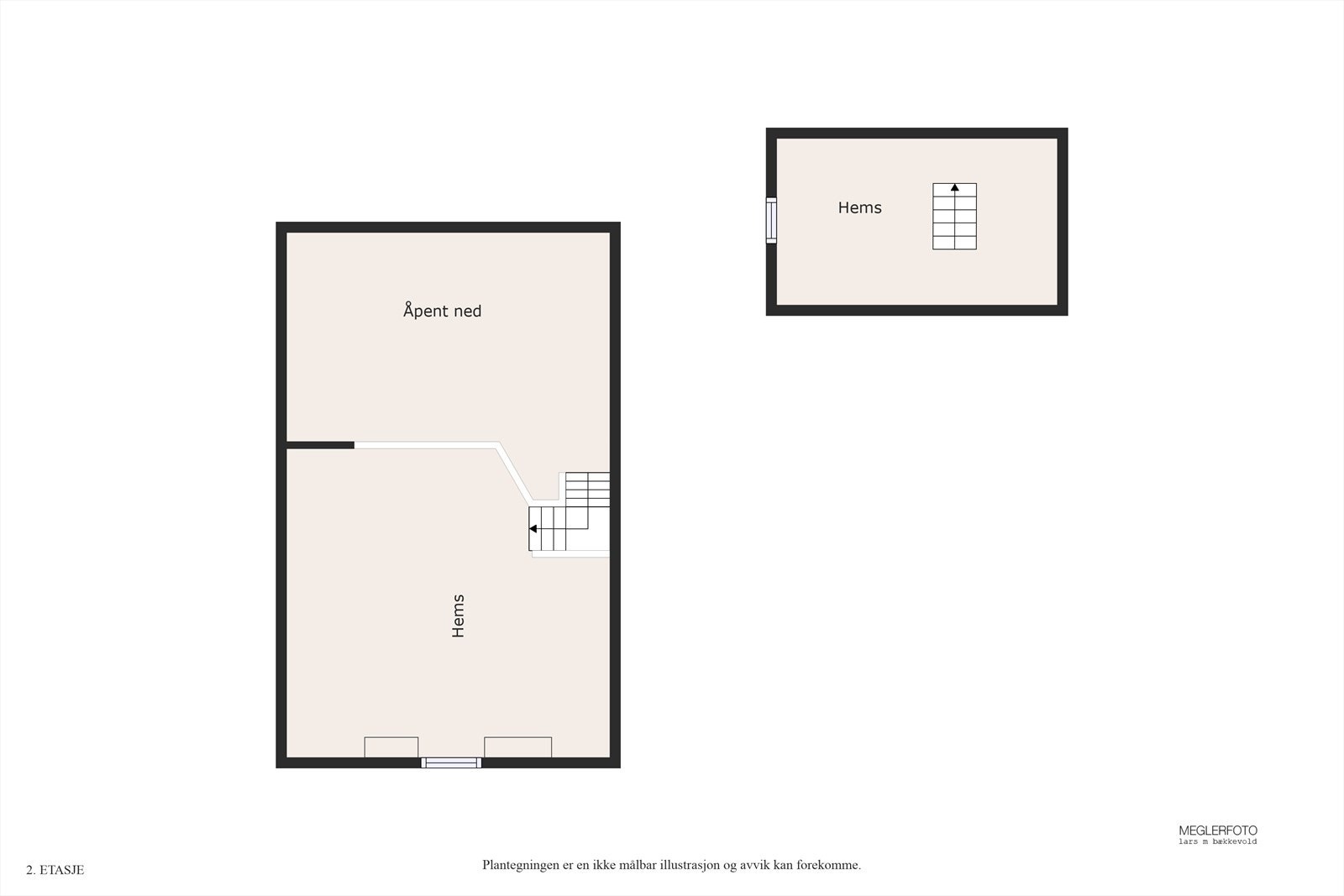 Planskisse som viser hems over både ny og opprinnelig del. Galleribilde