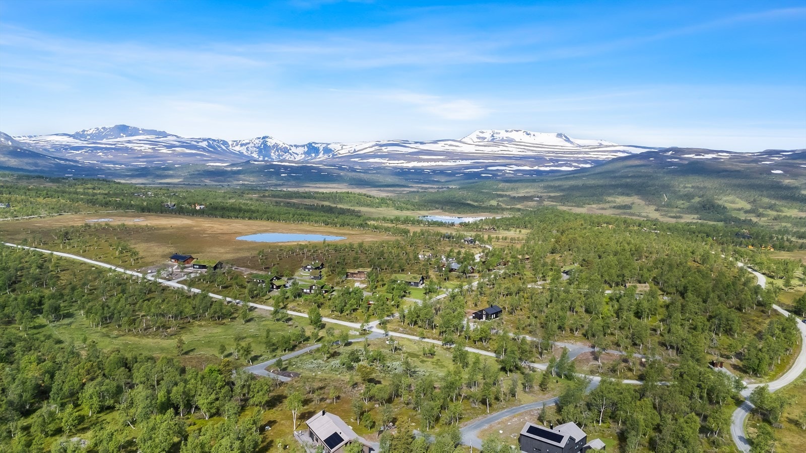 Dronefoto mot svartdalen. Galleribilde