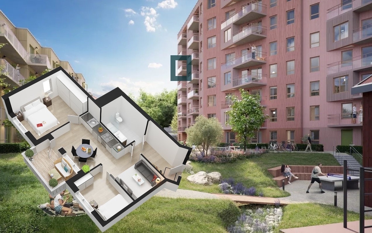 Omtrentlig plassering i 6. etg. i hus 2 inn mot gårdshage. Galleribilde