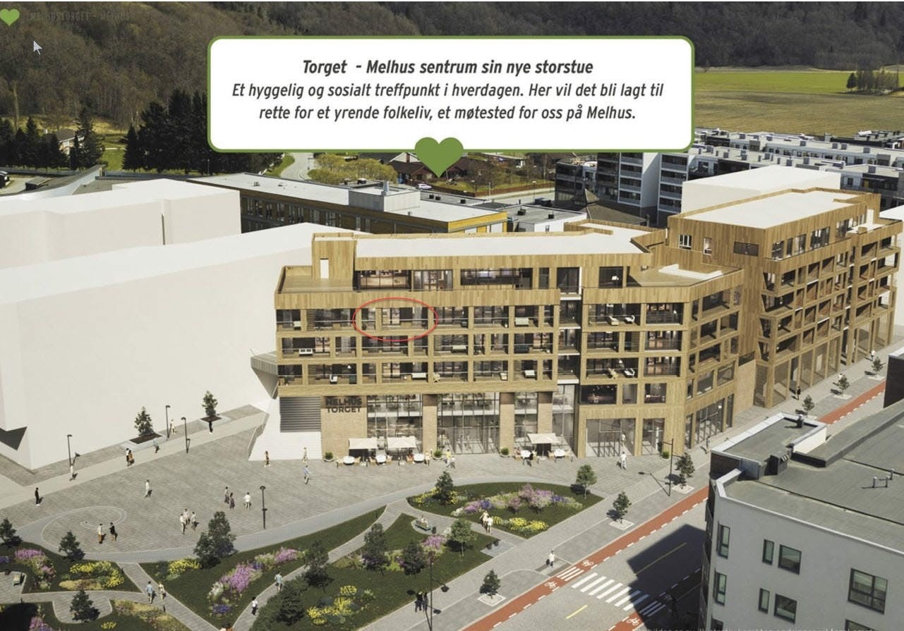 Leiligheten er markert og ligger i 5. etasje Galleribilde