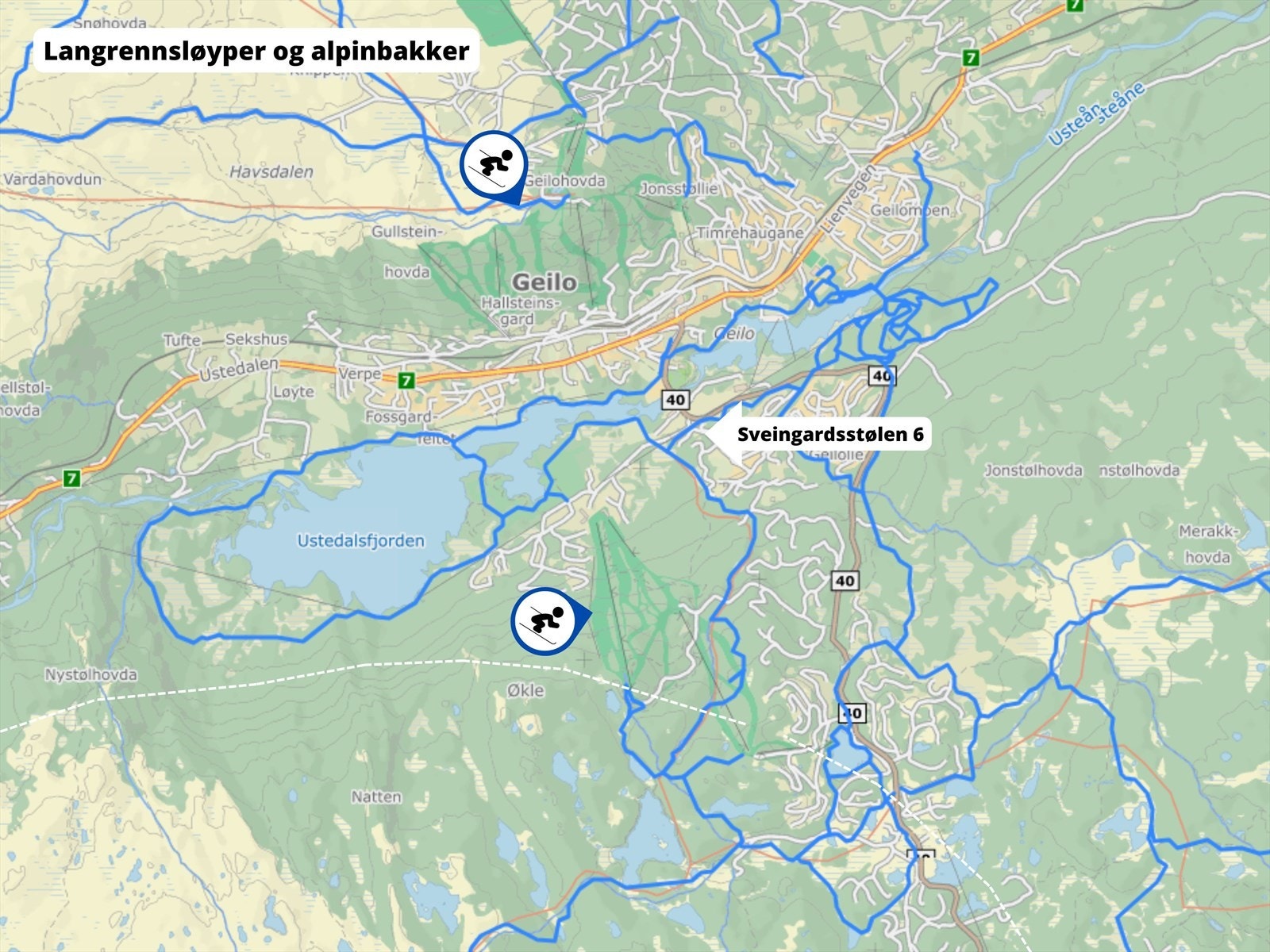 Langrennsløyper og alpinbakker Galleribilde