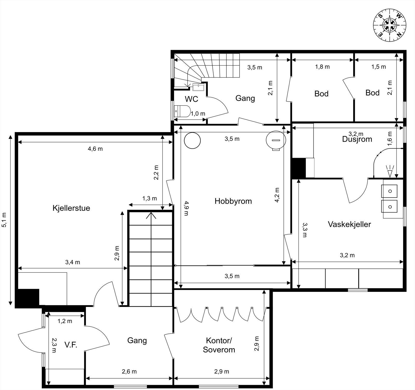 Plantegning underetasje Galleribilde