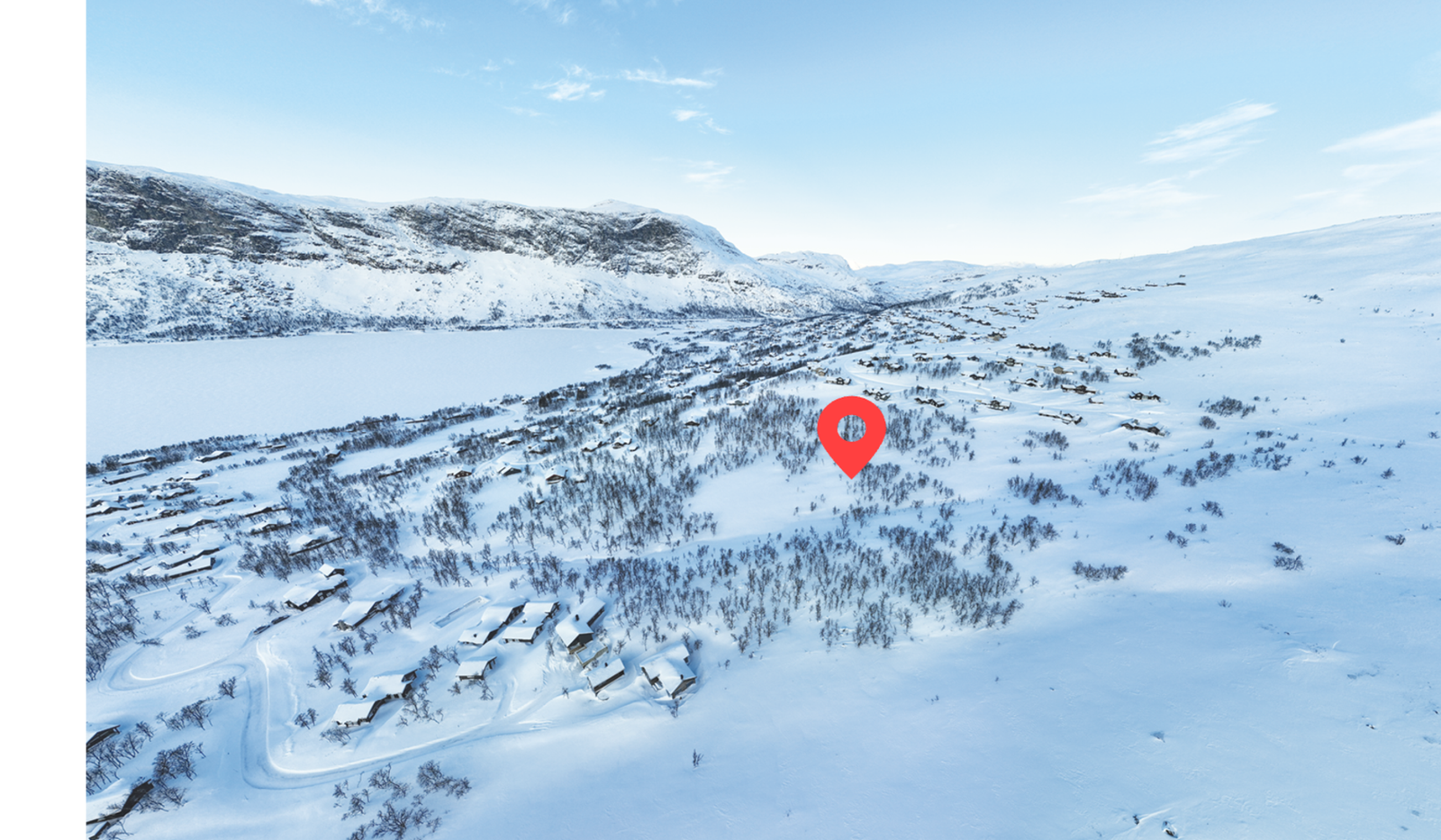 Dronefoto over tomteområdet Galleribilde