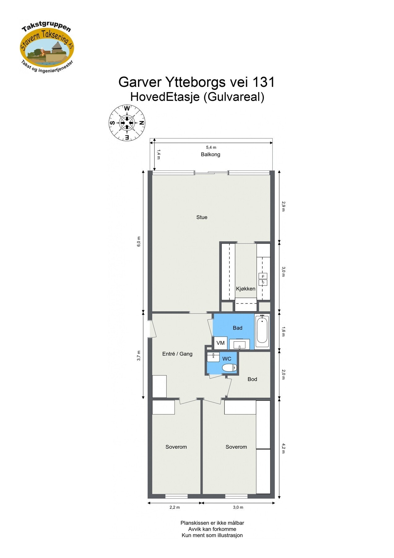 Målsatt plantegning. Galleribilde