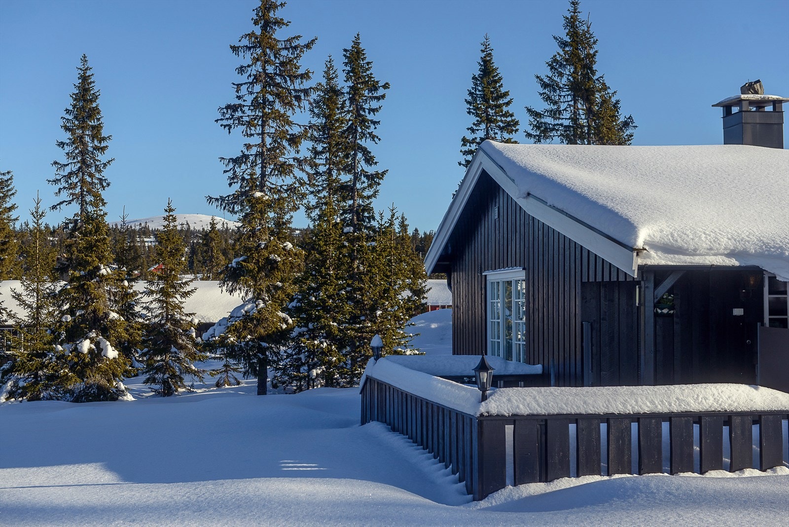 Hytta ligger tett på oppkjørte skiløyper og har ellers fint tilgang til turstier sommerstid. Barnevennlige omgivelser, perfekt for en aktiv familie. Galleribilde