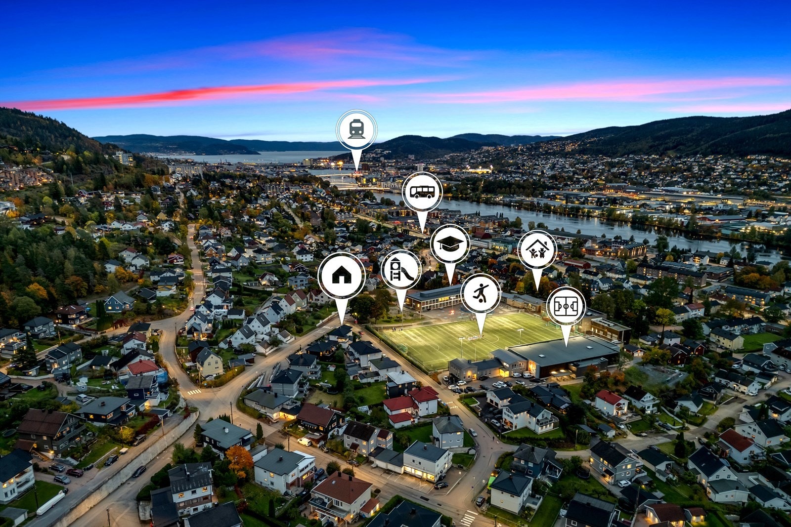 Det er kort gangavstand til skoler, barnehager, idrettsplass og gode servicetilbud. Galleribilde