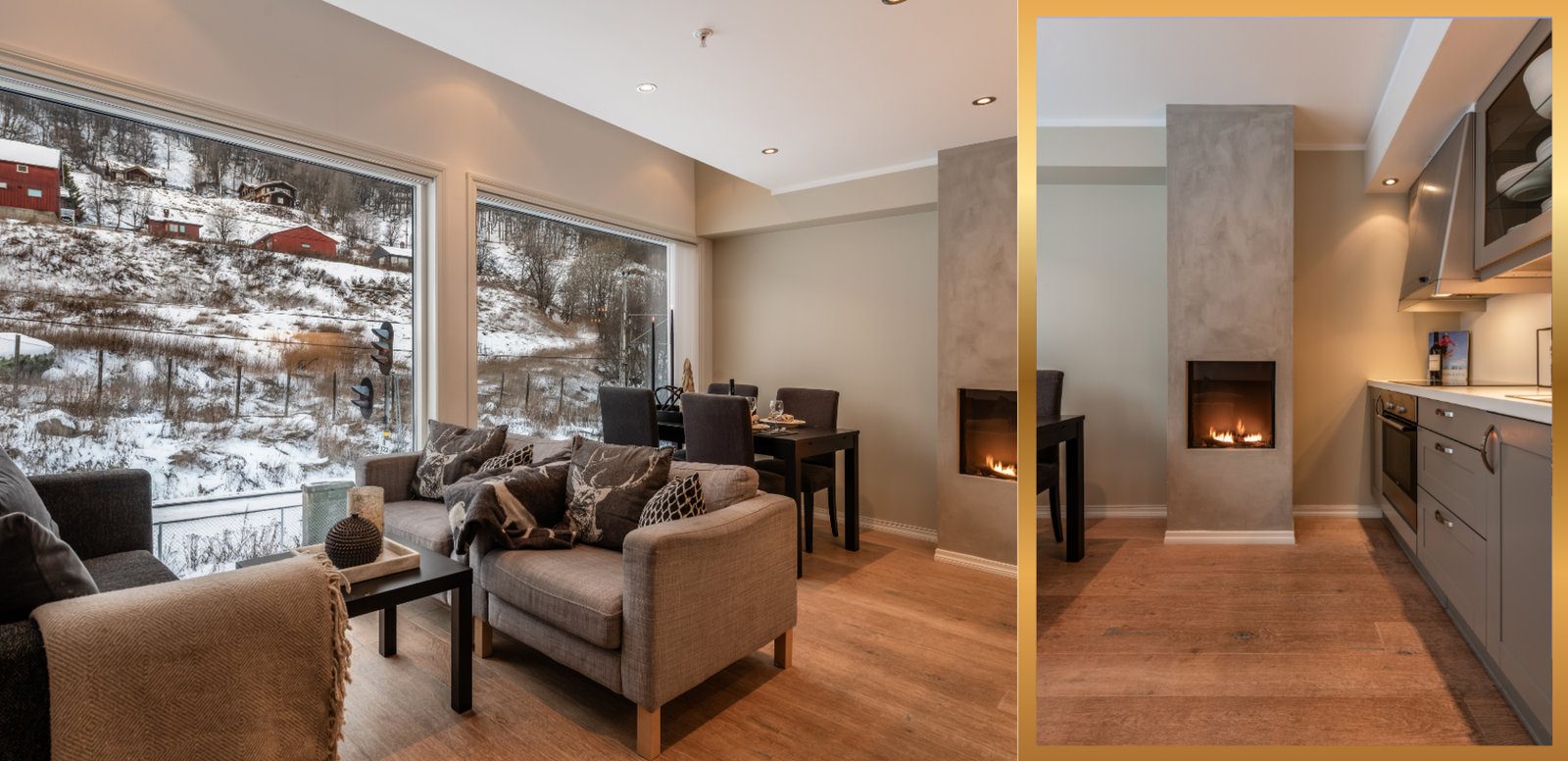 Koselig stue med gasspeis Galleribilde