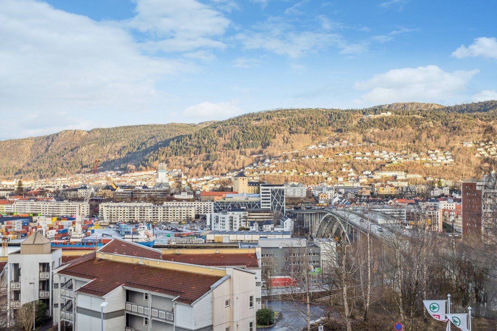 Innen kort gangavstand finner du både Kiwi, Spar og Rema 1000. Videre er det kun en spasertur over Puddefjordsbroen til Bergen Sentrum, hvor man finner et bredt utvalg av butikker, apotek, vinmonopol, kafeer, restauranter og andre servicetilbud. Galleribilde