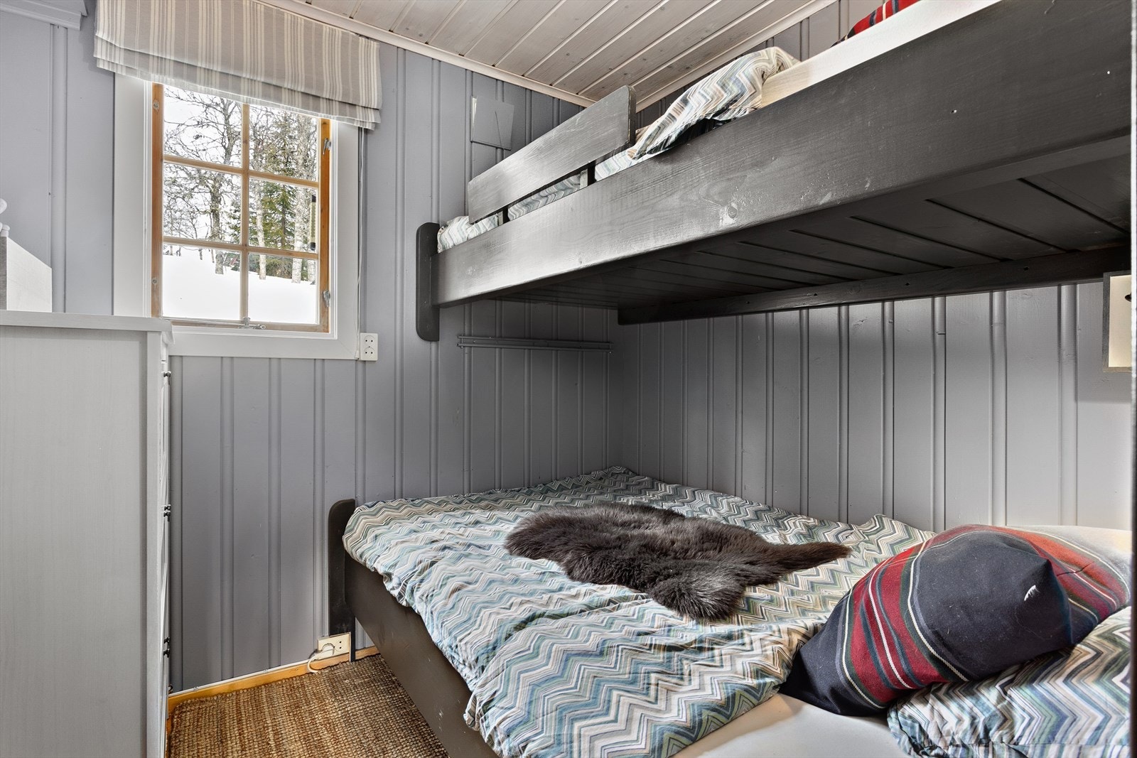 De to andre soverommene i hytta har plass bygde køyesenger. Galleribilde