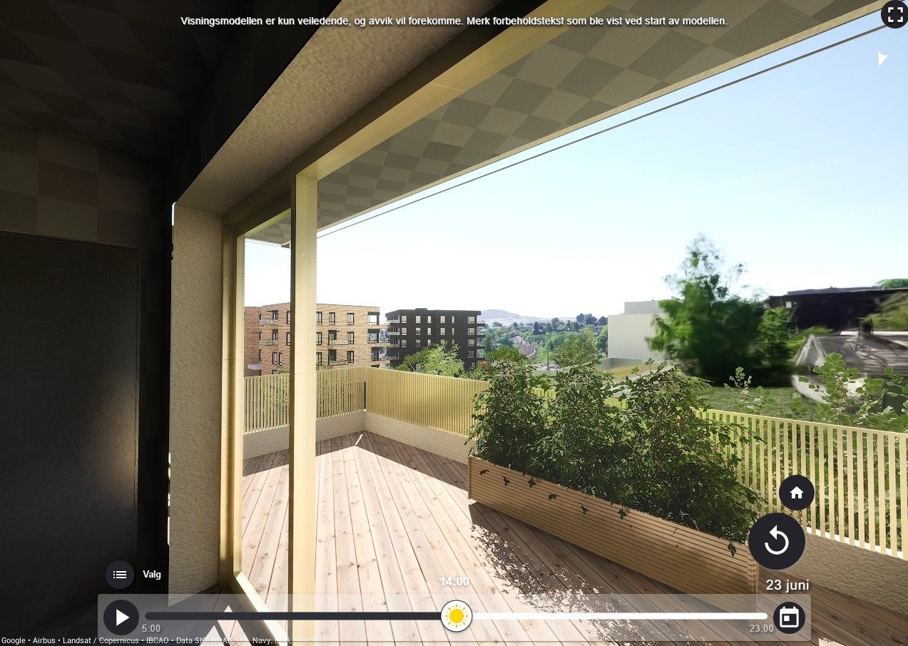 God intern beliggenhet i endebygget. Fint utsyn fra sydvestvendt balkong. Galleribilde