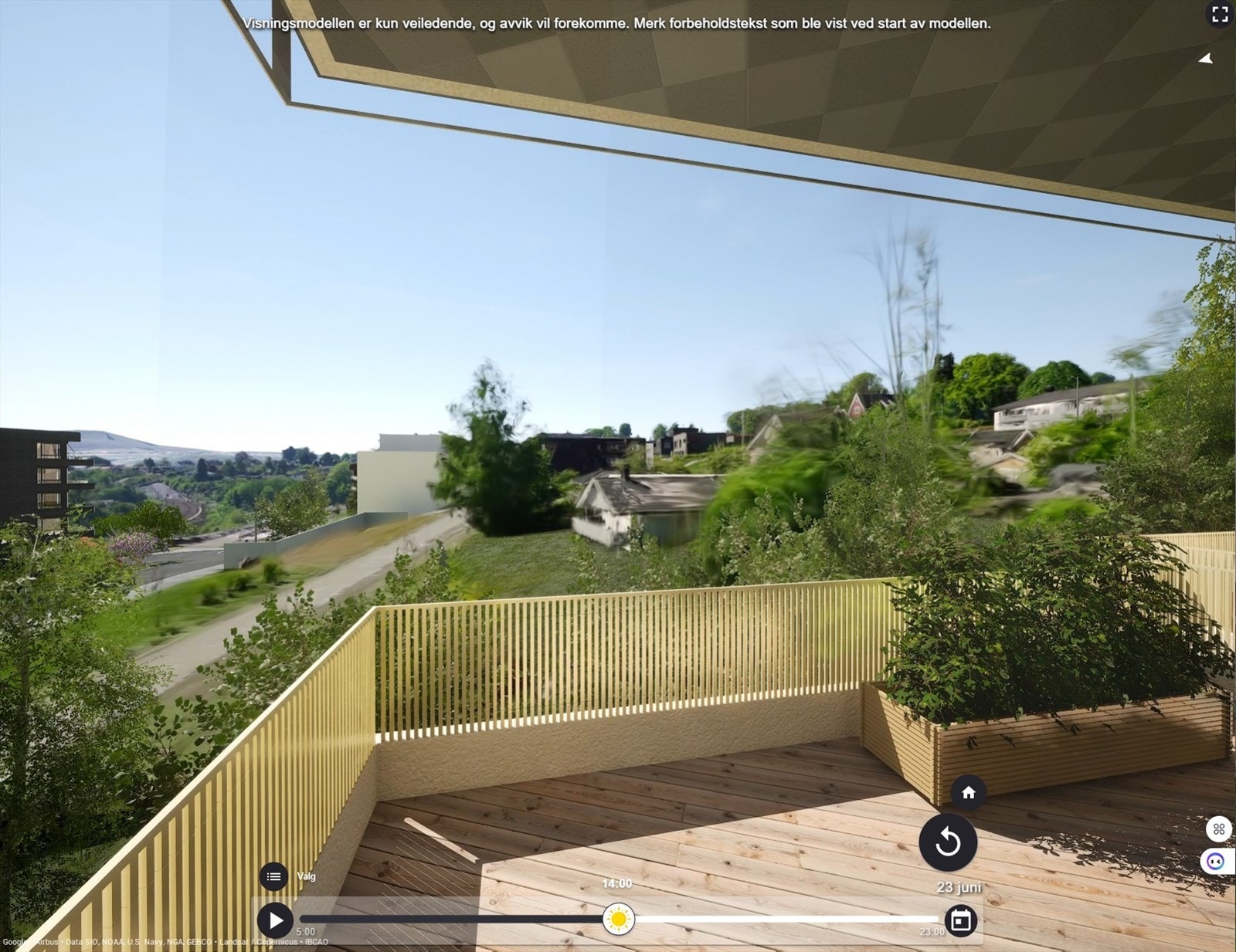 God intern beliggenhet i endebygget. Fint utsyn fra sydvestvendt balkong. Galleribilde