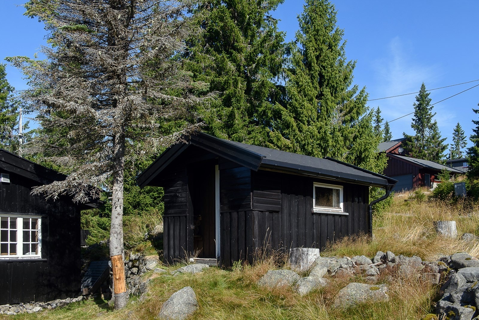 Eiendommen består av hytte, anneks og uthus. Galleribilde