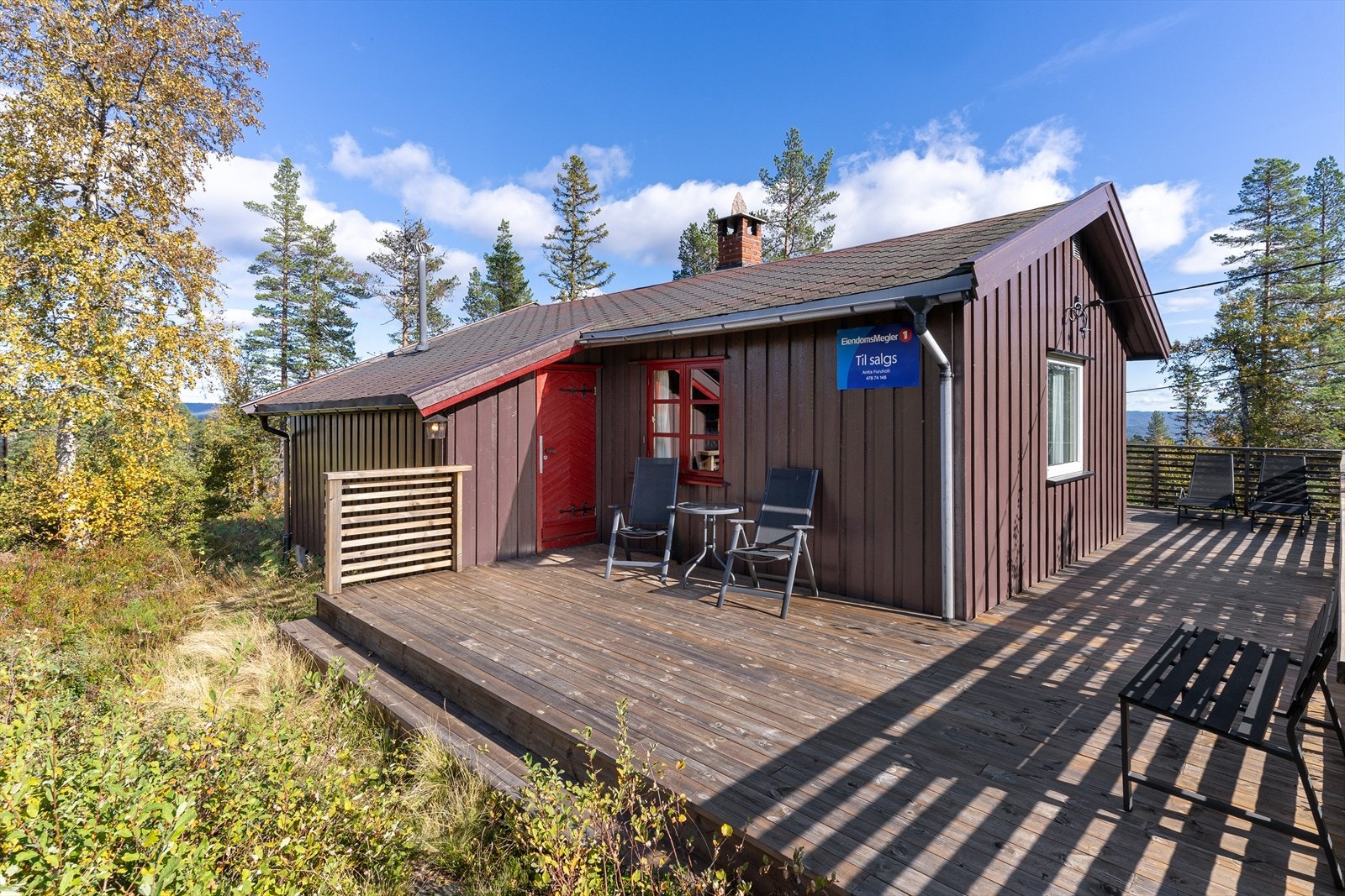 Uteområdet byr på privatliv og naturskjønn ramme - perfekt for rekreasjon og hytteliv. Galleribilde