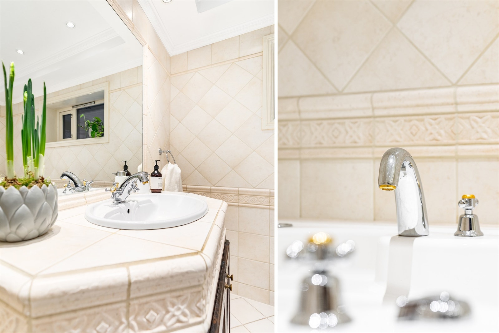 Bad inngår i alle tre etasjer. Dette ligger ved hallen og er dermed lett tilgjengelig også for besøkende Galleribilde