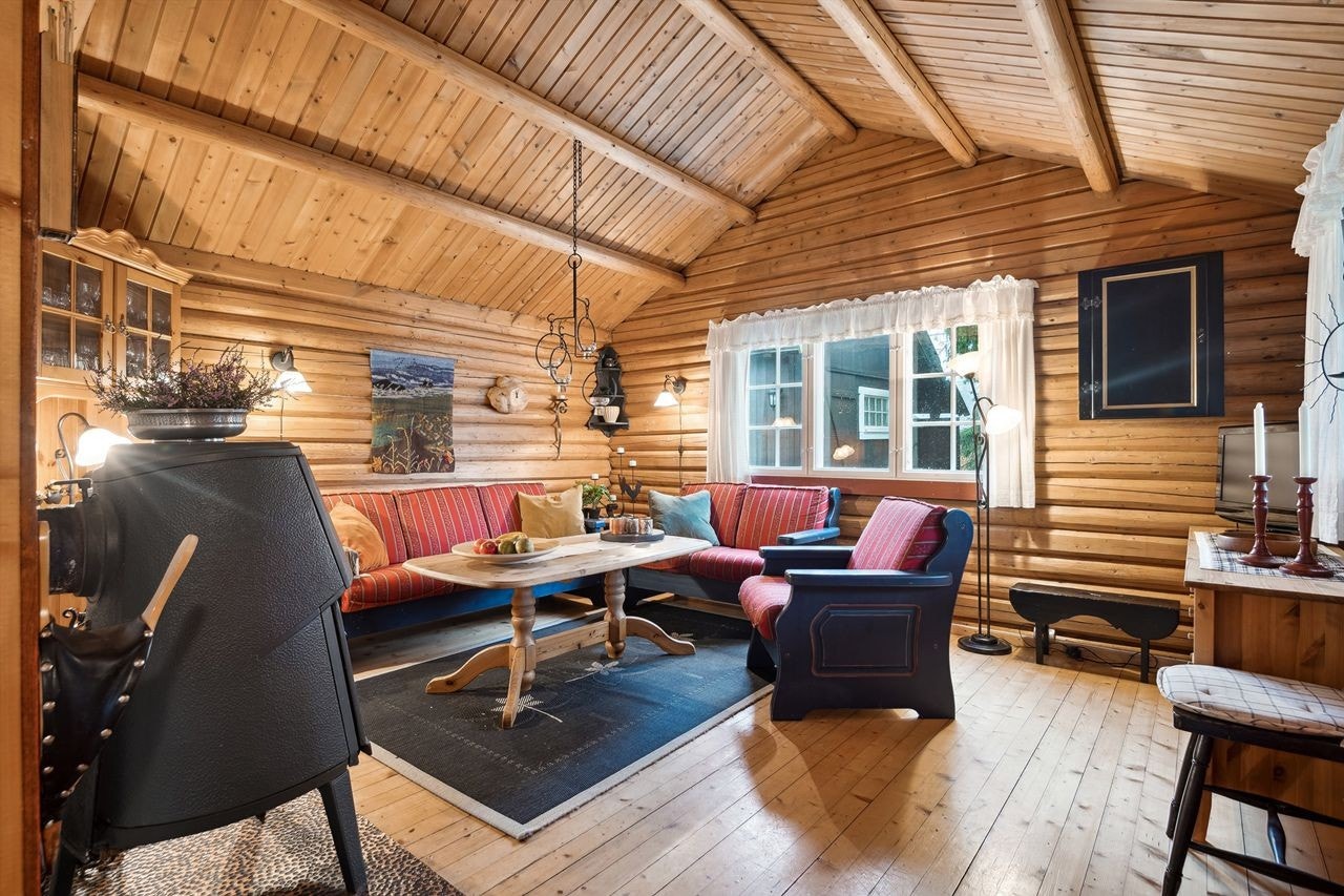 Det store vinduet gir godt med lys inn i stua. Galleribilde