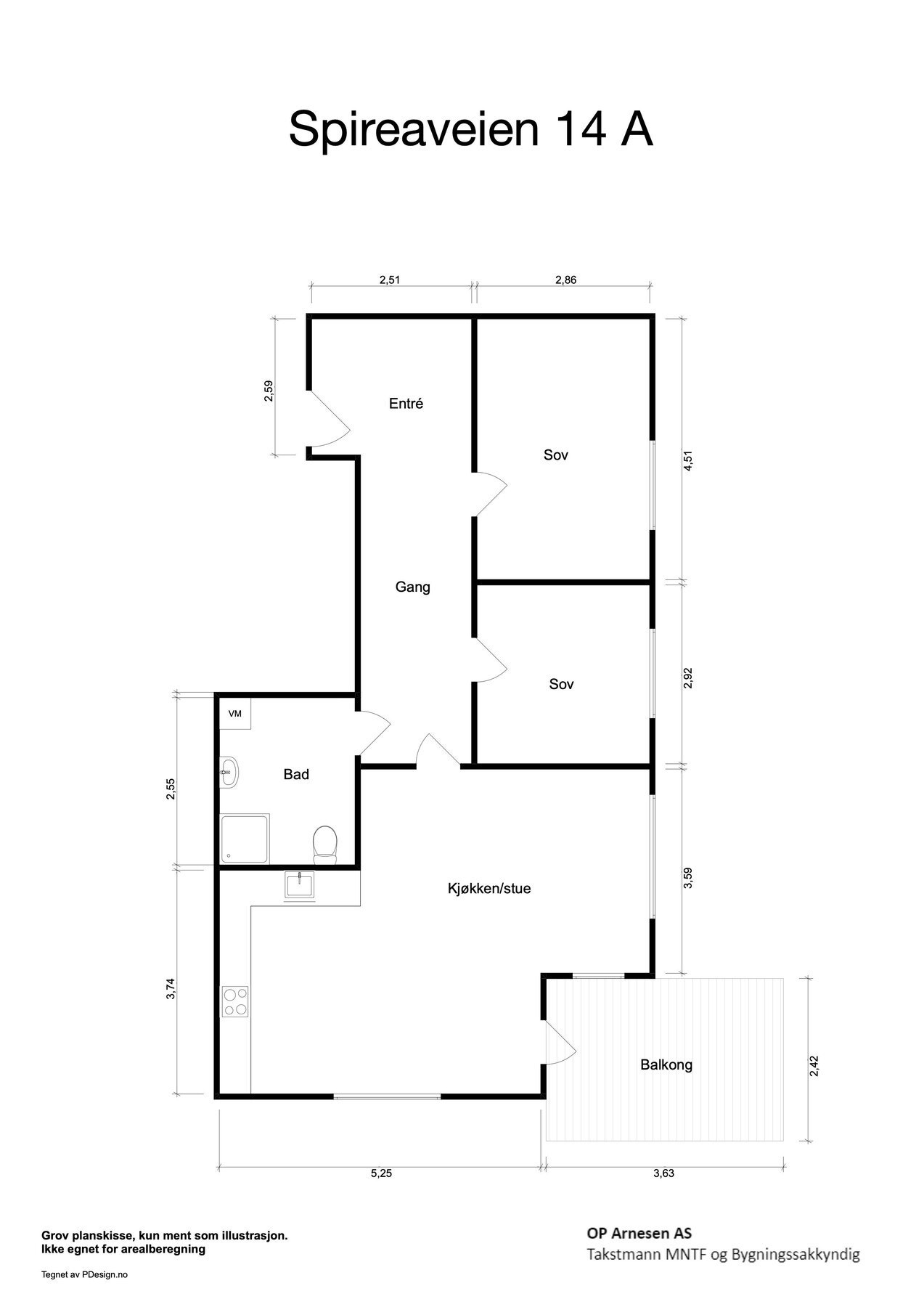 Plantegning. I tillegg disp. leiligheten en kjellerbod på 6 m2. Galleribilde