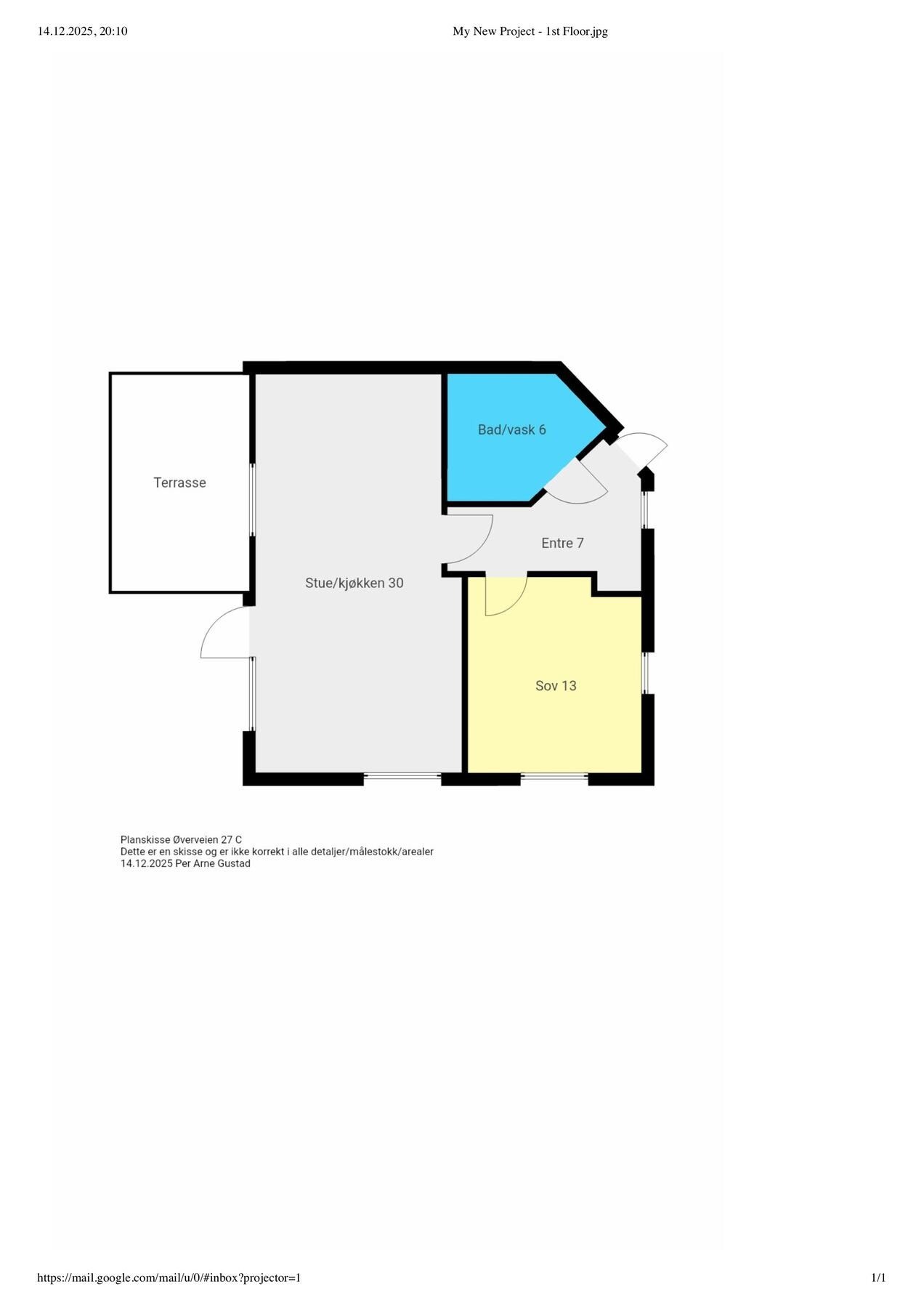 Plantegning - 1.etasje. Galleribilde