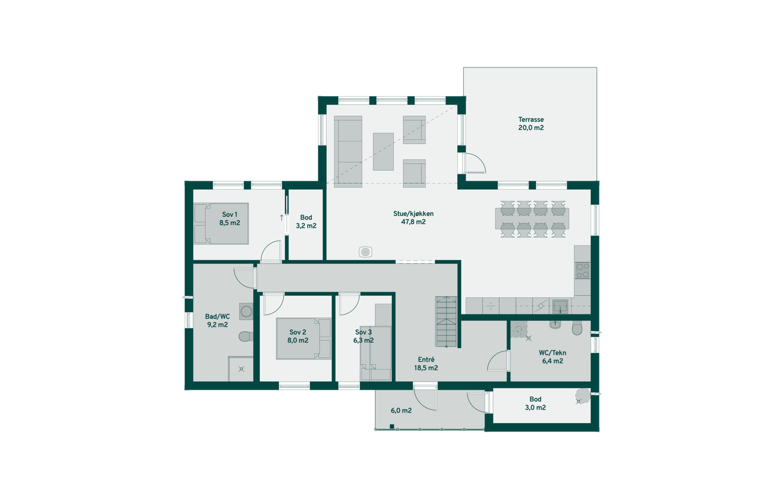 Plantegning hovedplan Rondablikk 120 Galleribilde