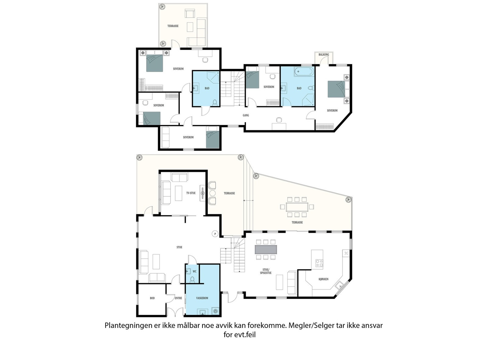 Planskisse begge etasjer. Galleribilde
