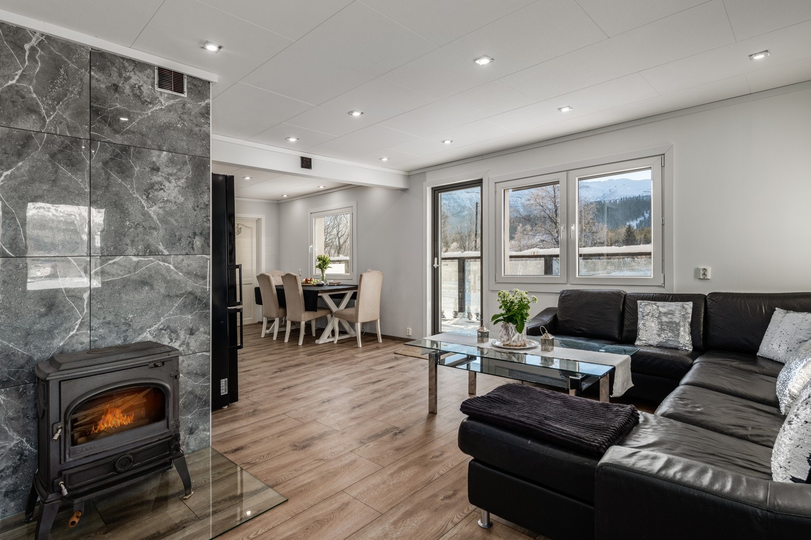 Sten med utgang til stor og romslig terrasse Galleribilde