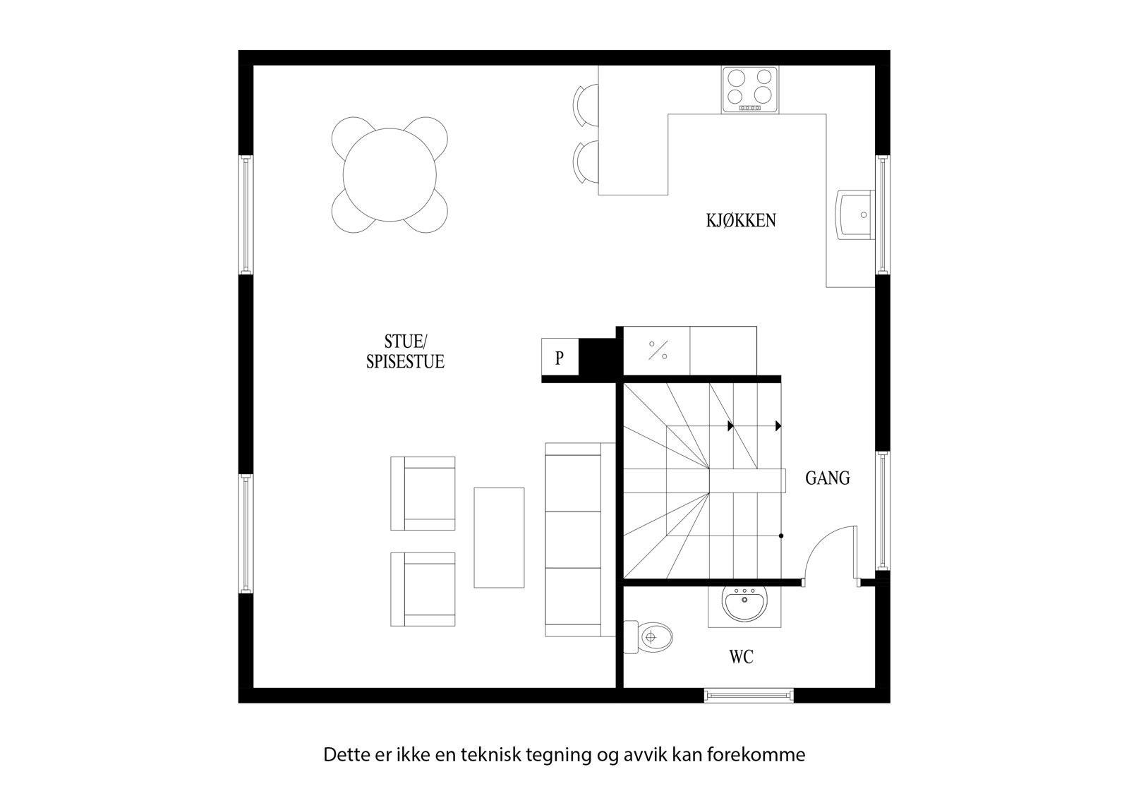 Planløsning for 2.etasje (hovedetasje) Galleribilde