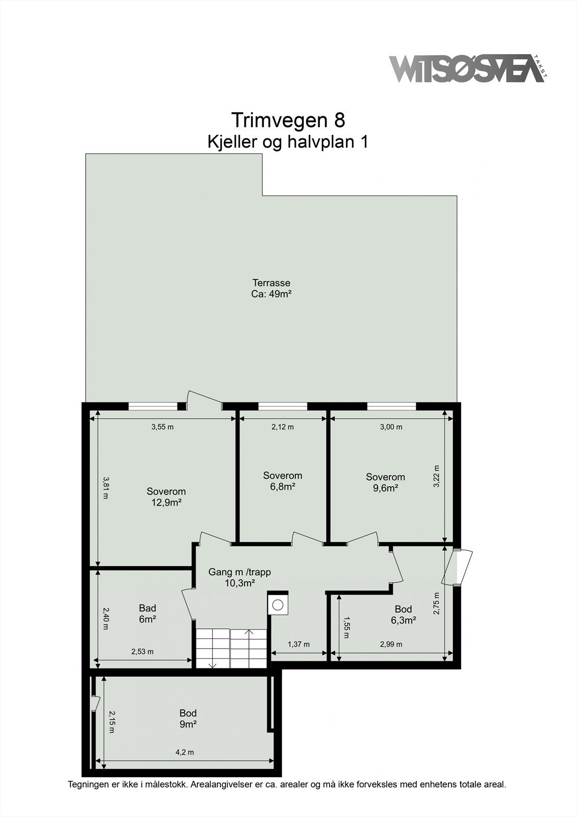 Planskisse - Kjeller og halvplan 1 Galleribilde