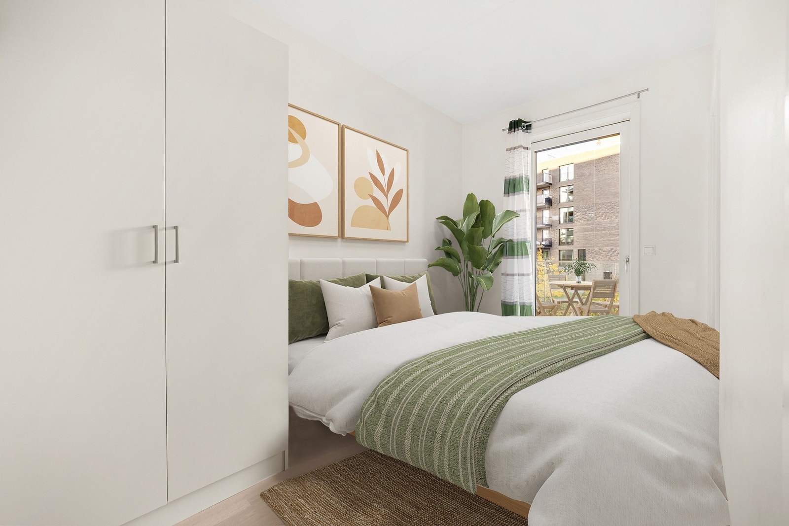 Soverommet er av god størrelse og kan enkelt innredes med dobbeltseng eller annen ønsket innredning. Bildet er digitalt stylet. Galleribilde