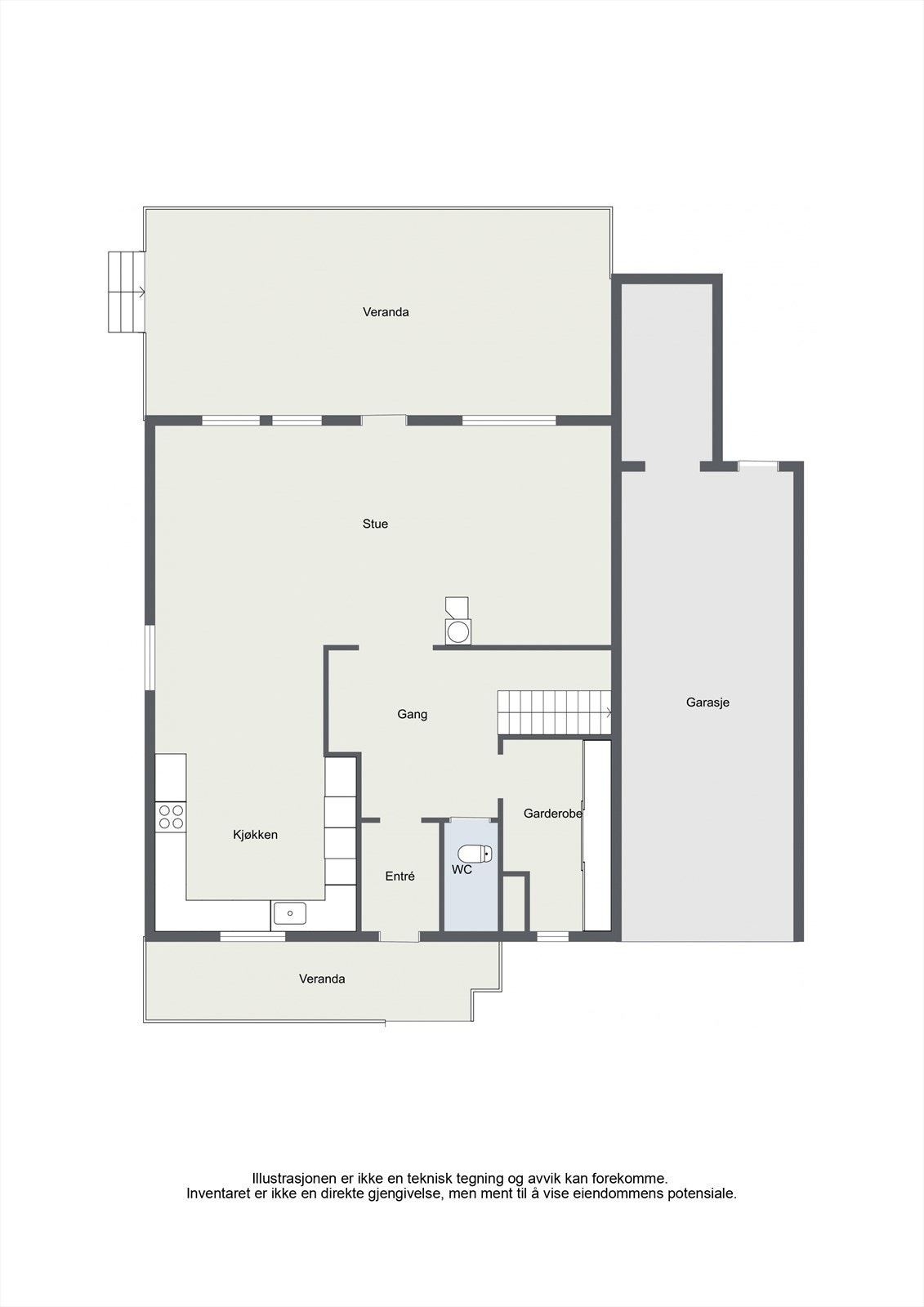 Planskisse hovedetasje. Galleribilde