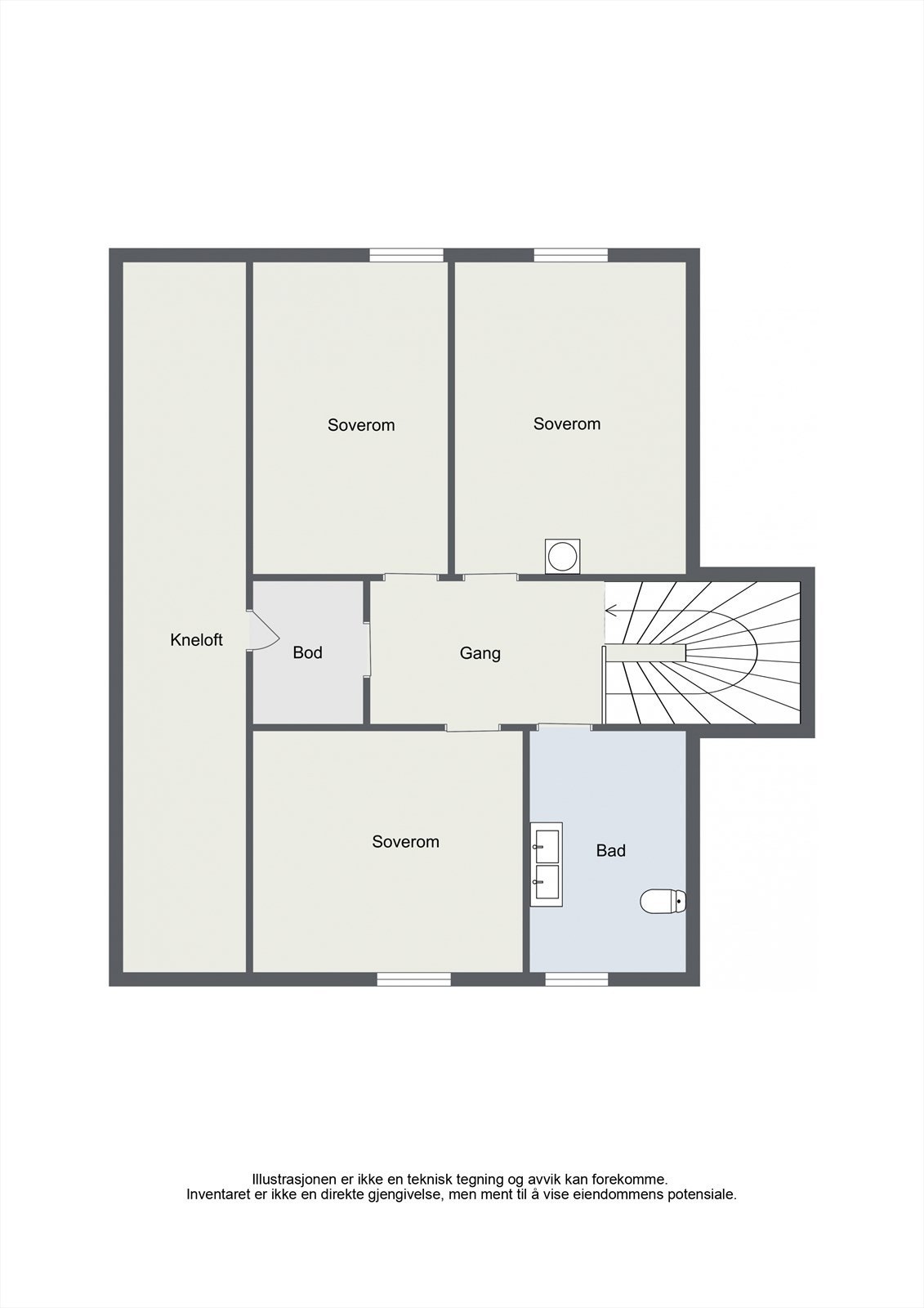 Planskisse loftsetasje. Galleribilde