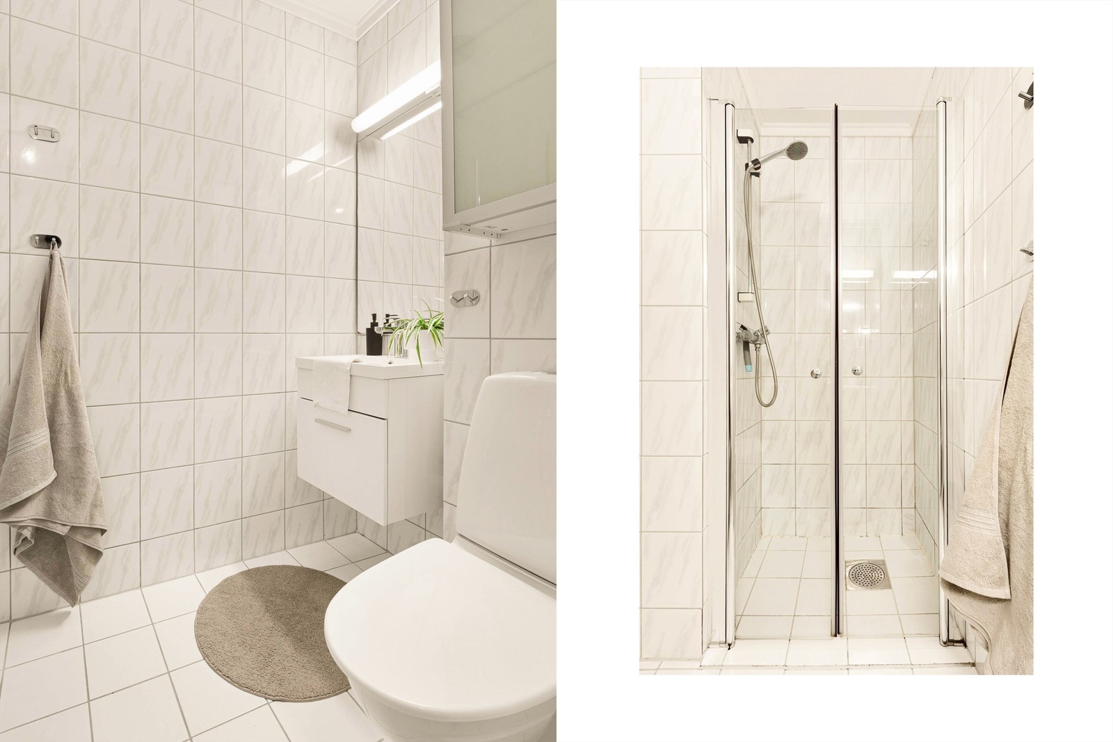 Helfliset og tidløst bad med varme i gulv. Galleribilde