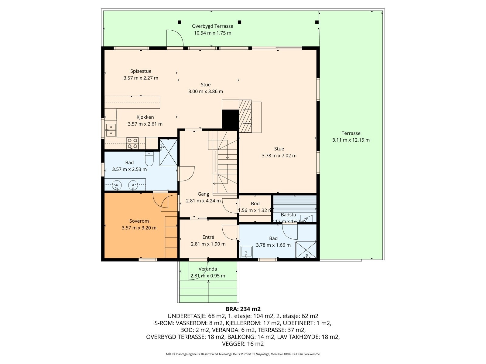 Plantegning 1. etasje Rollagvegen 234 Galleribilde