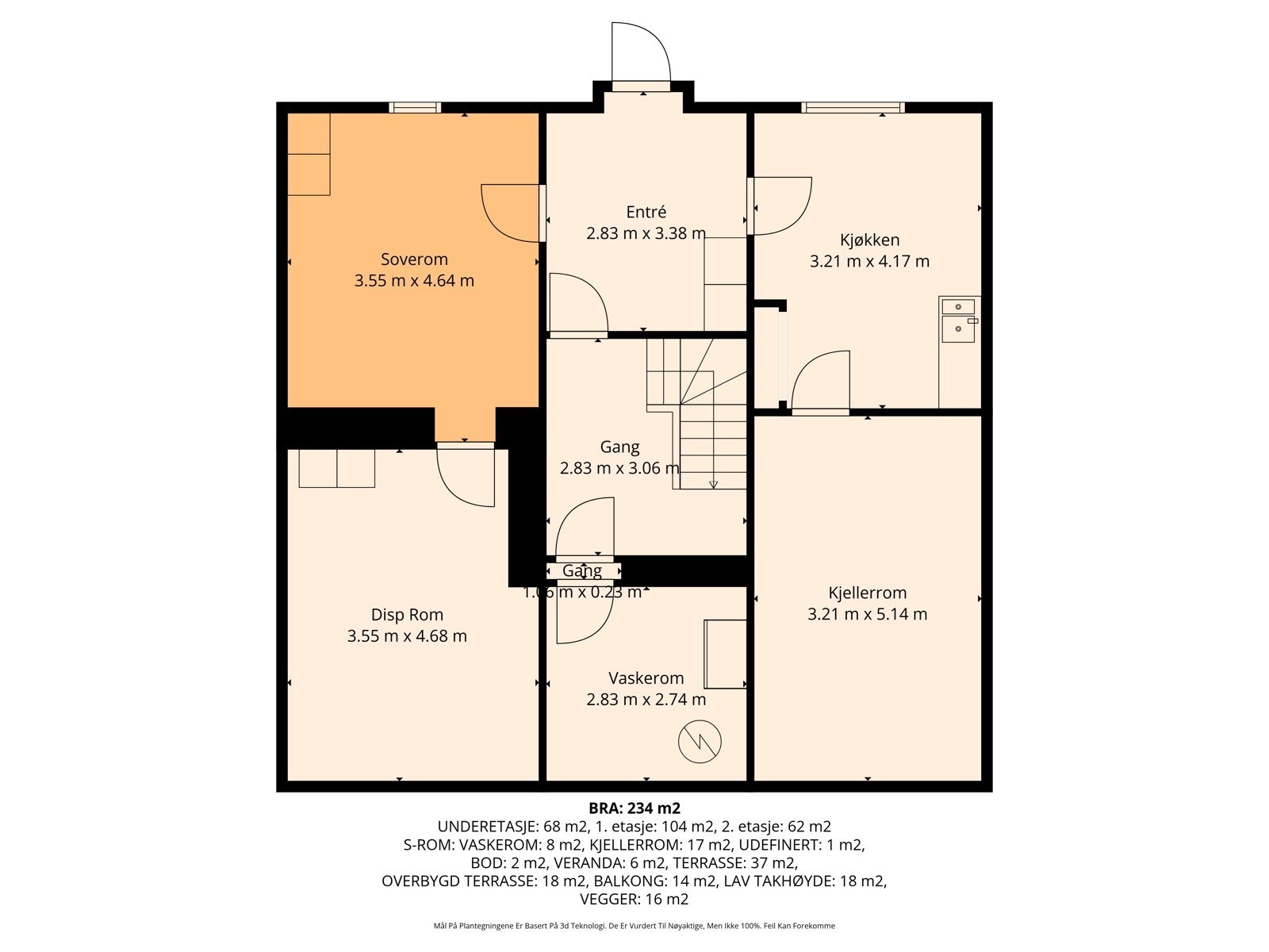 Plantegning underetasje Rollagvegen 234 Galleribilde