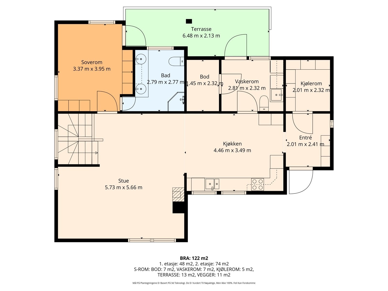 Plantegning 1. etasje Rollagvegen 236 Galleribilde