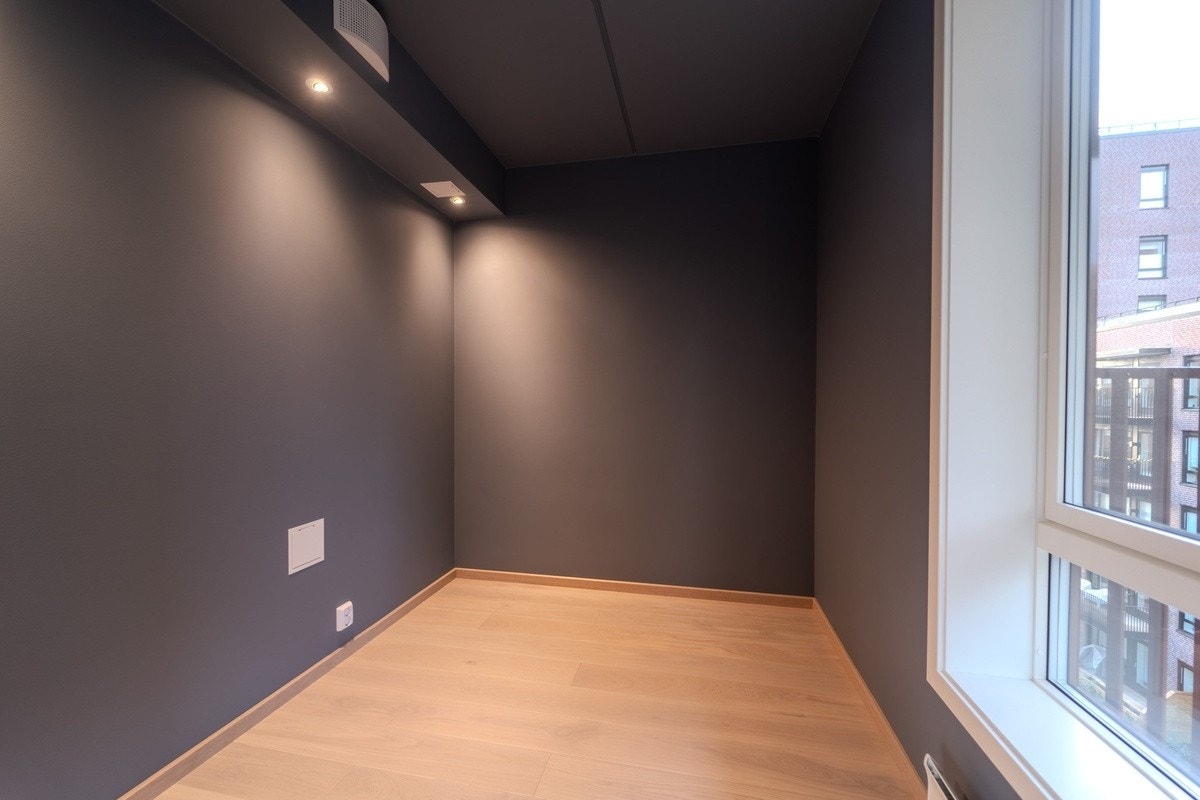 Soverom 2 med integrerte downlights. Plass til seng og skap/skrivebord Galleribilde