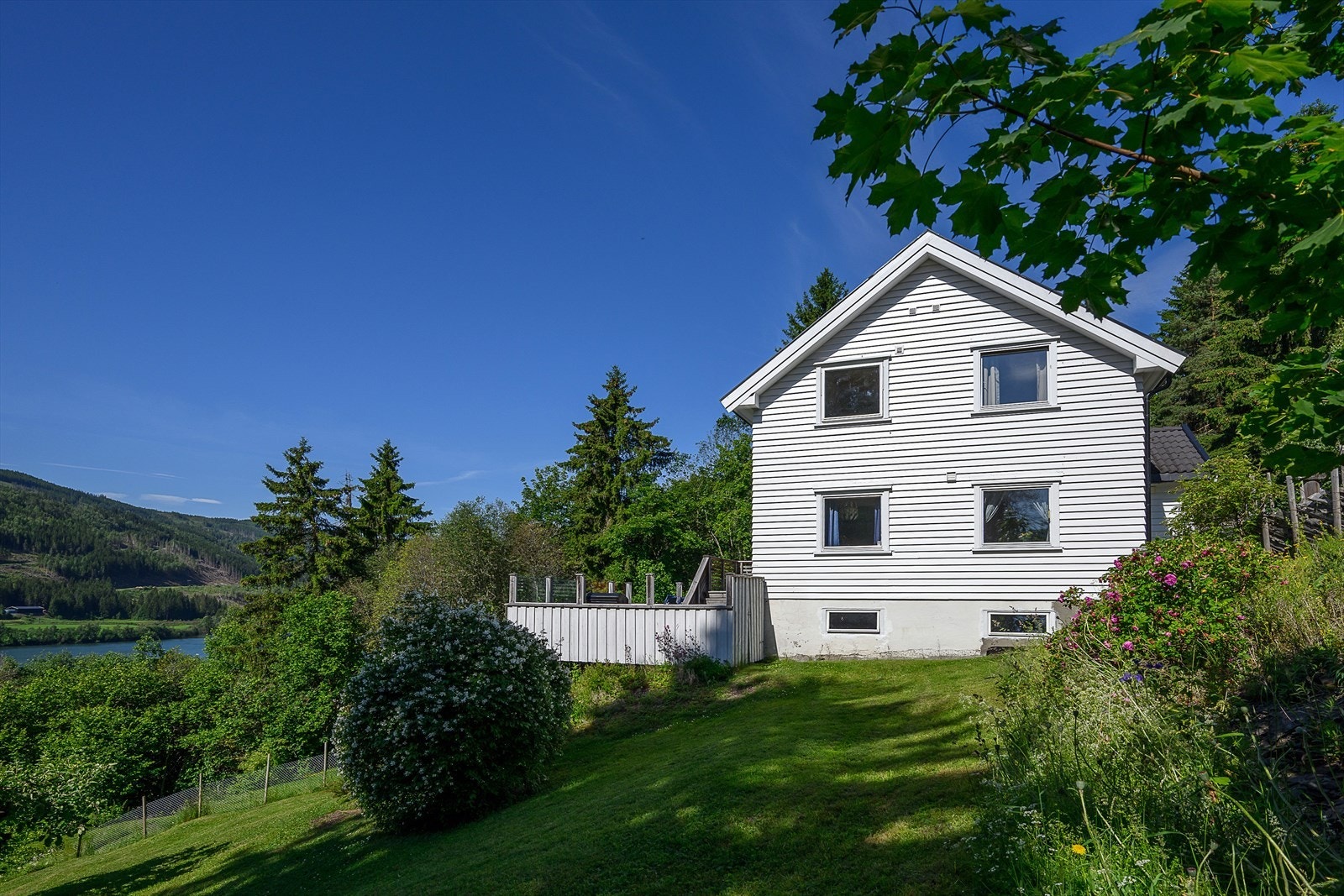 Boligen ligger i landlige omgivelser omringet av naturlig vekst. Galleribilde