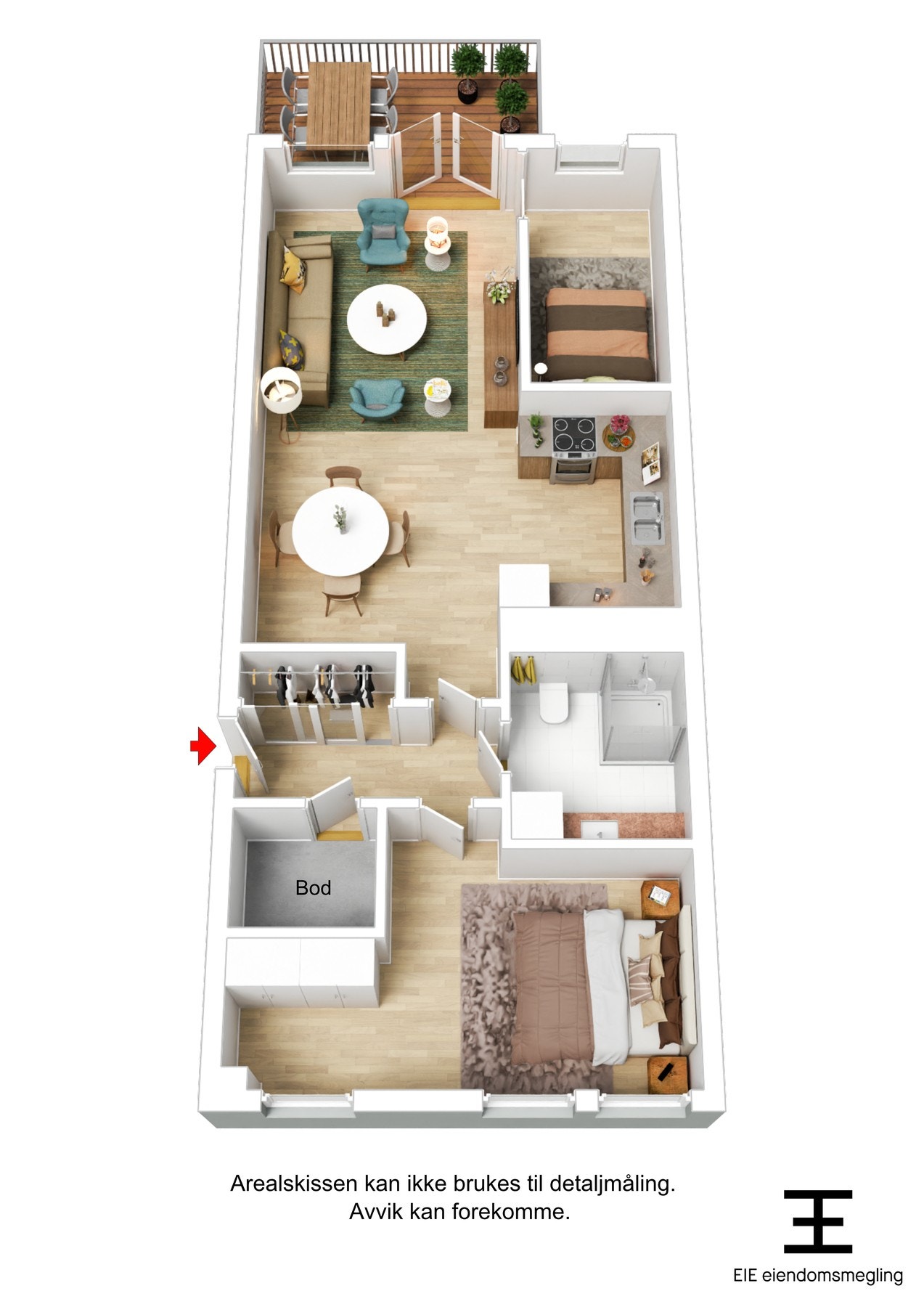 Boligens plantegning i 3D Galleribilde