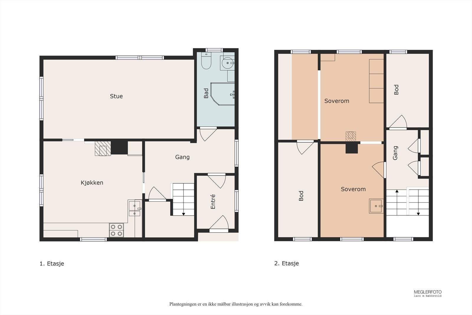 Planløsning begge etasjer Galleribilde