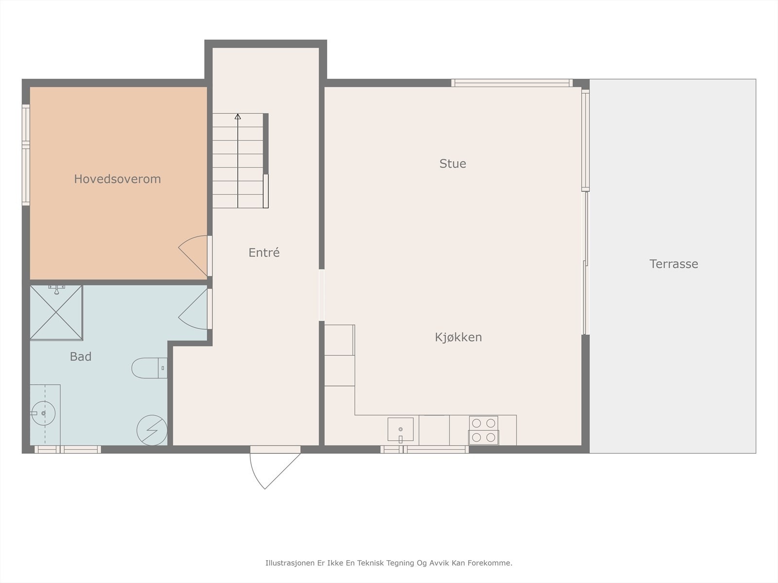 Plantegning for boligens første etasje. Galleribilde