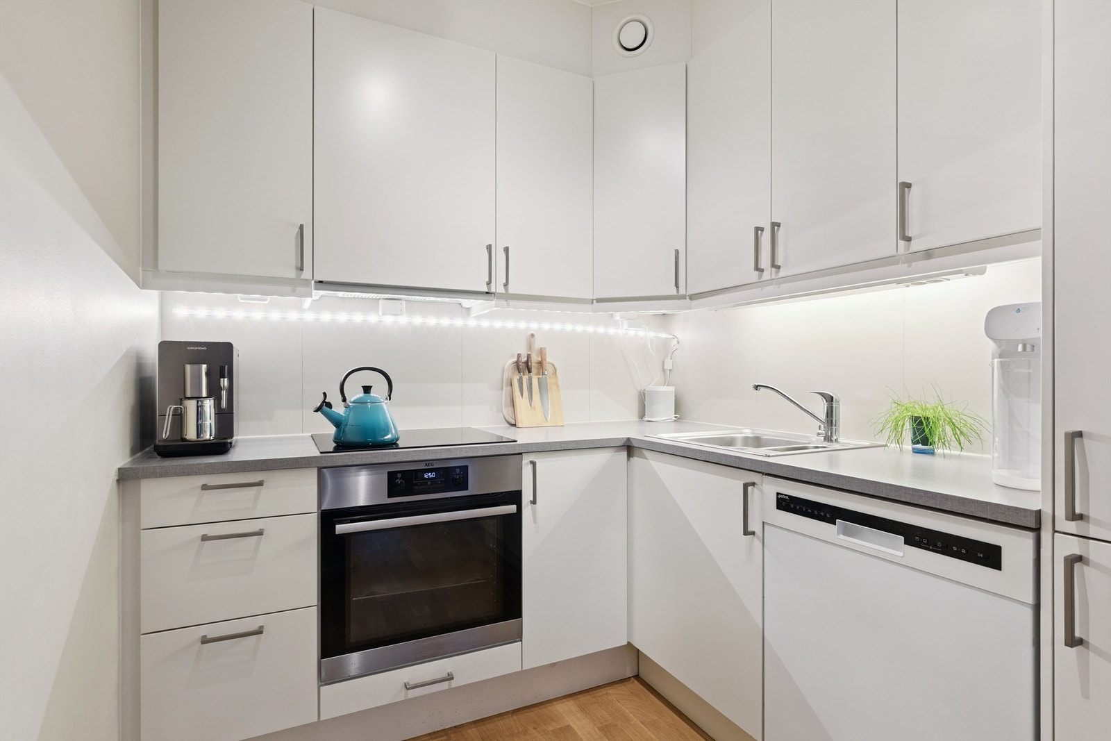 Innredningen har integrert stekeovn, platetopp og oppvaskmaskin. Galleribilde