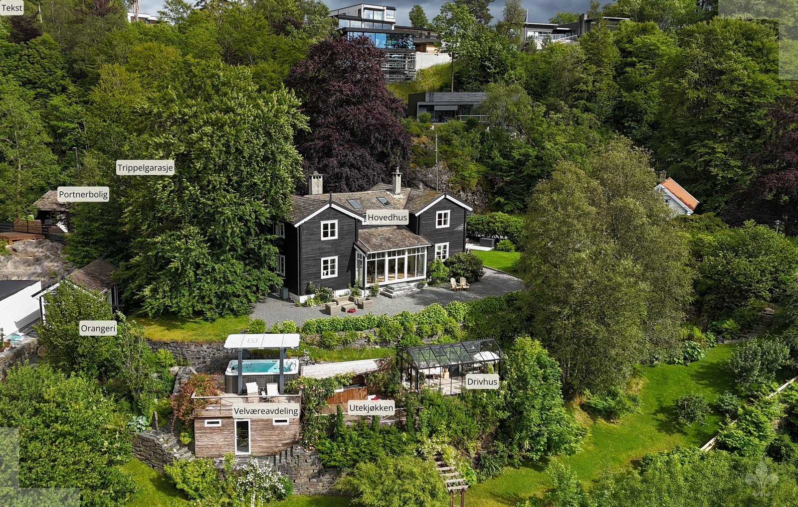 Innholdsrik eiendom beskrevet med informasjonsbokser! Galleribilde