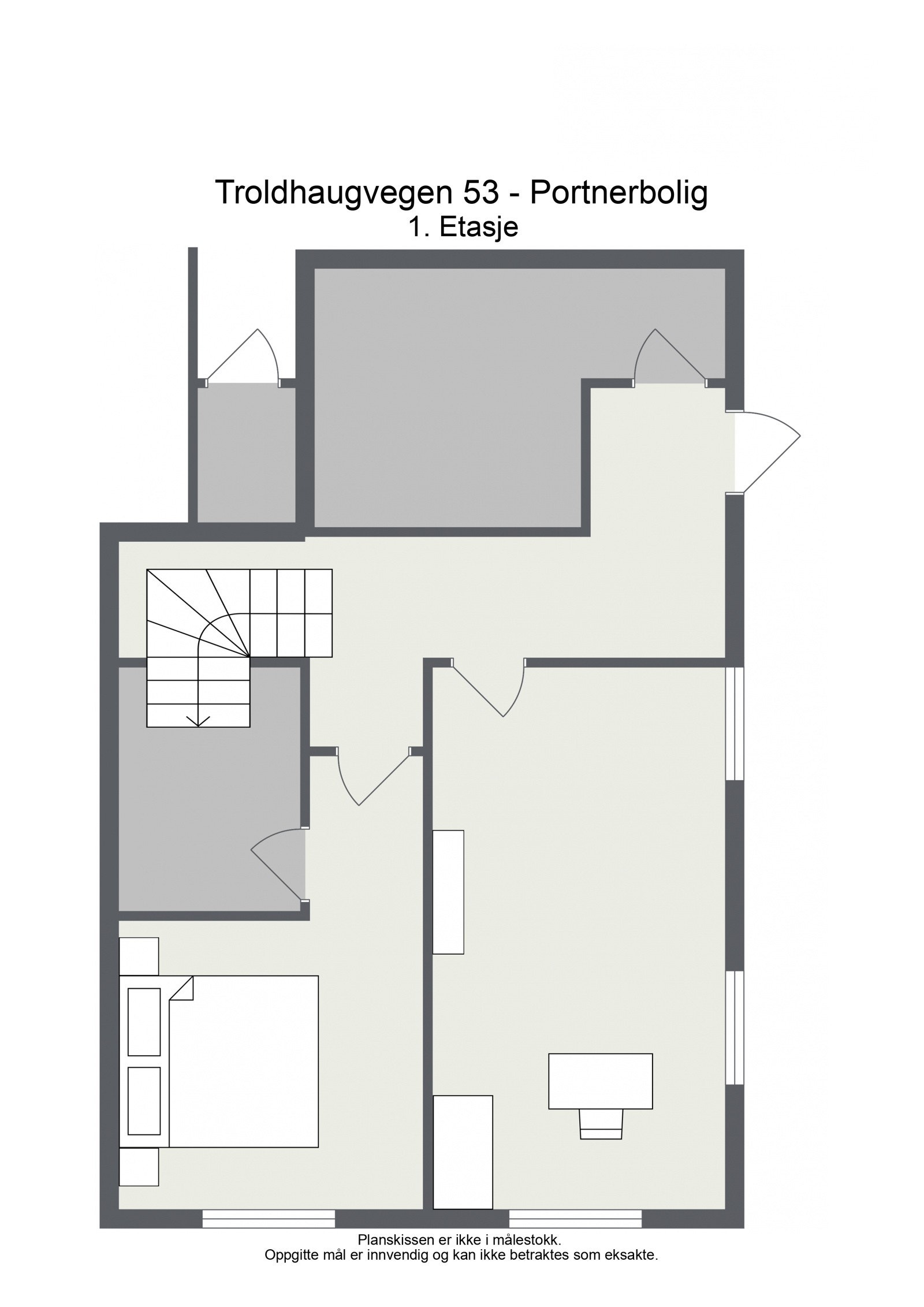Planløsning for 1. etg. i portnerboligen Galleribilde