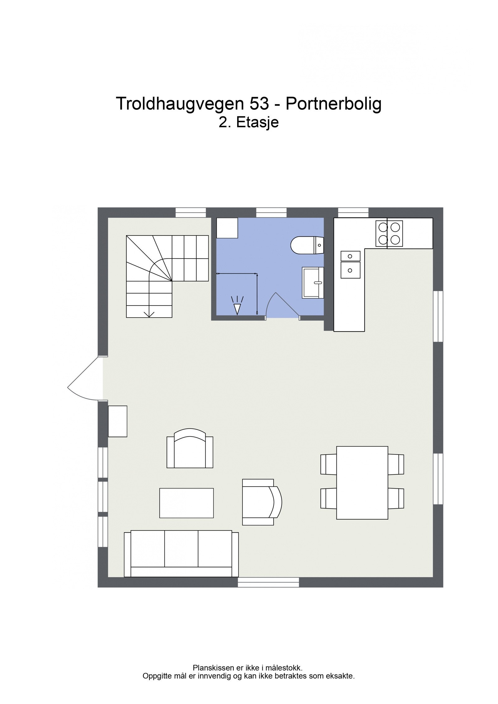 Planløsning for hovedetasjen i portnerboligen Galleribilde