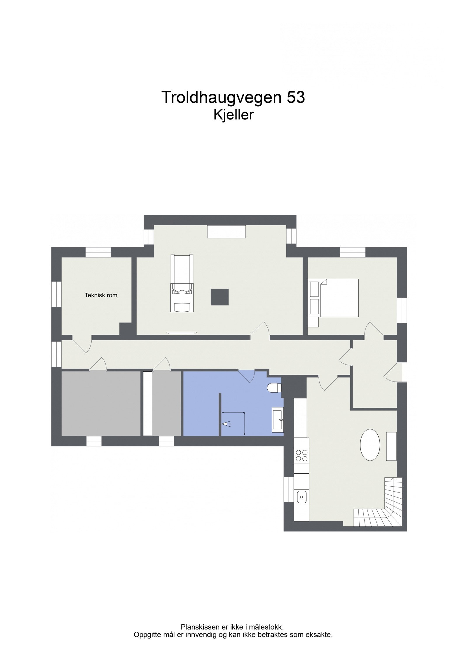 Planløsning i underetasjen i hovedboligen Galleribilde