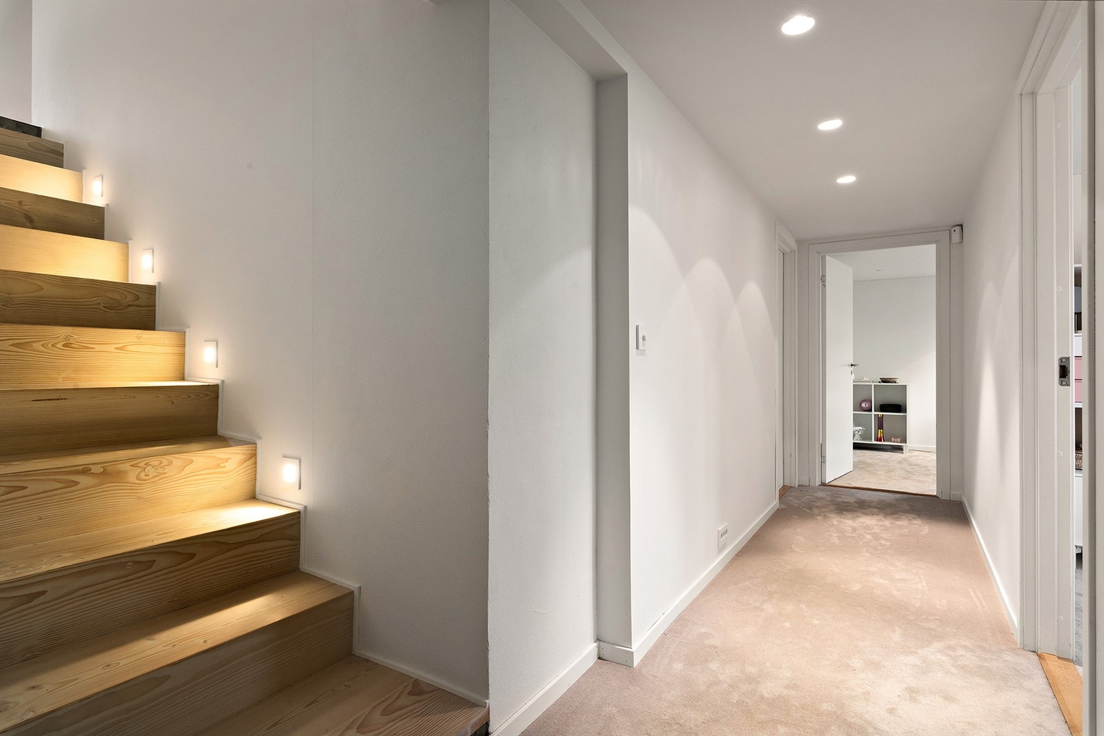 Trapp til underetasje. Heltre Dinesen Douglas i trinn Galleribilde