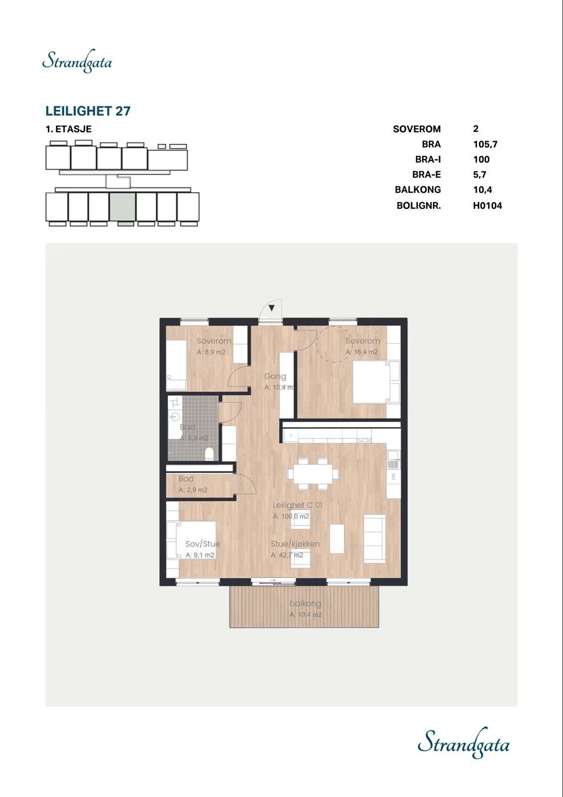 Plantegning Leilighet 2 Galleribilde